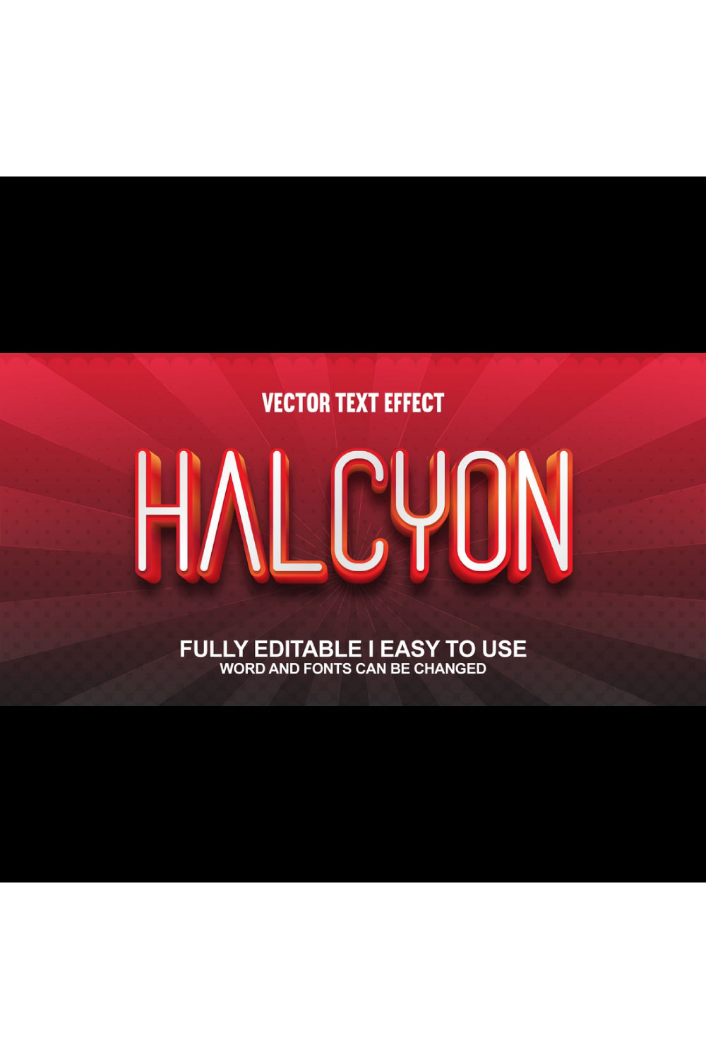 Fully Editable Vector 3D Text Effect pinterest preview image.