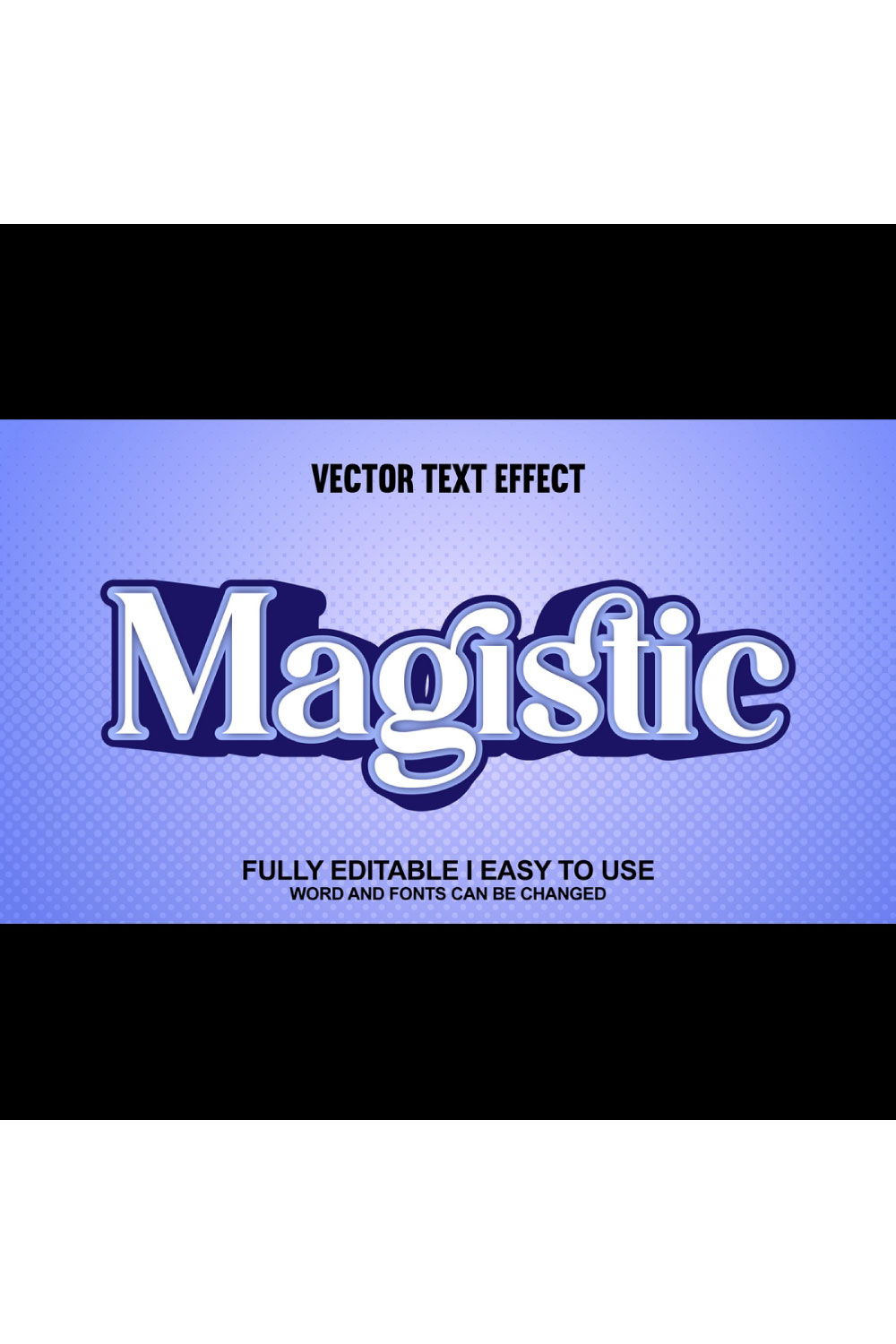 Fully Editable Vector 3D Text Effect pinterest preview image.