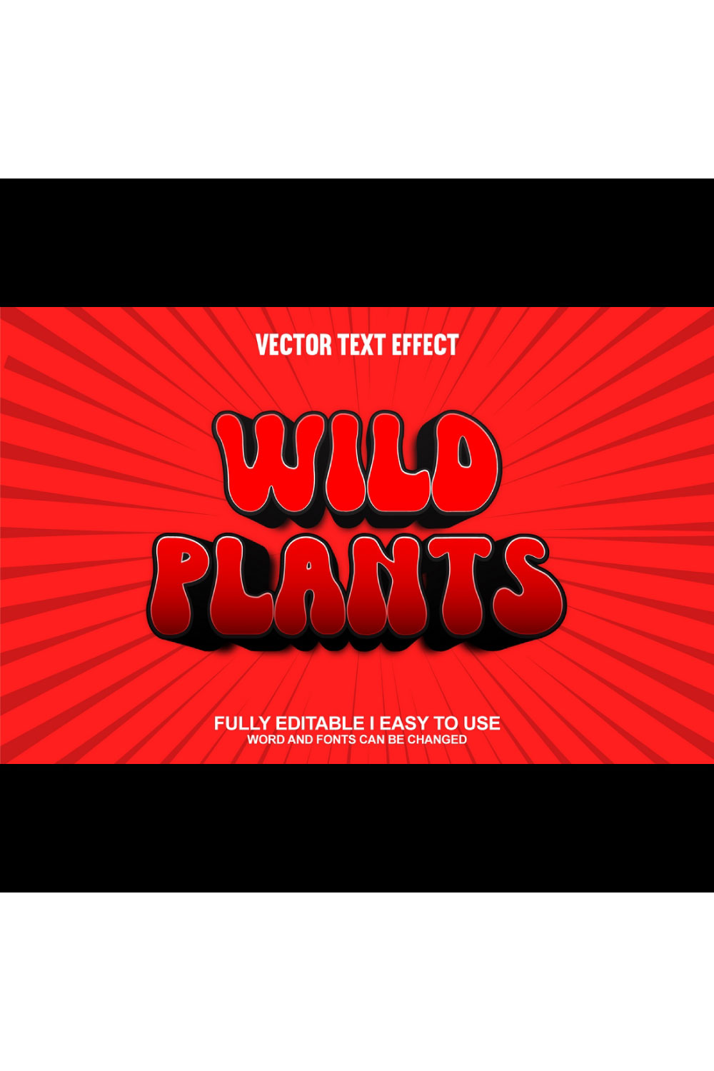 Fully Editable Vector 3D Text Effect pinterest preview image.