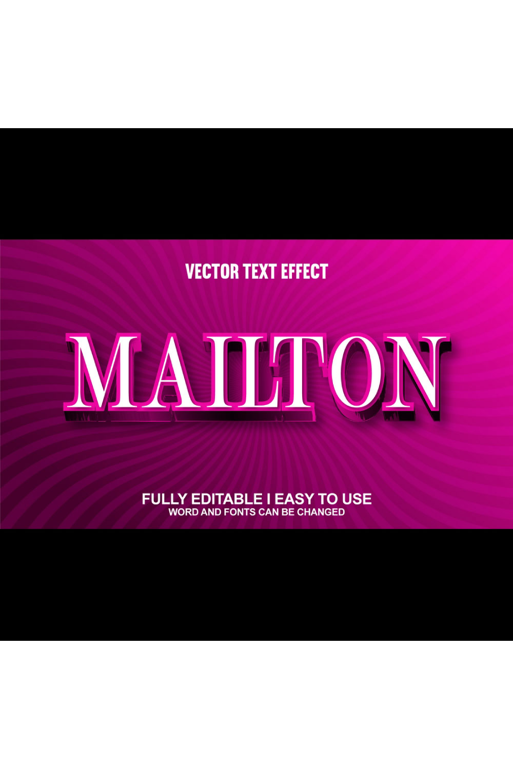 Fully Editable Vector 3D Text Effect pinterest preview image.