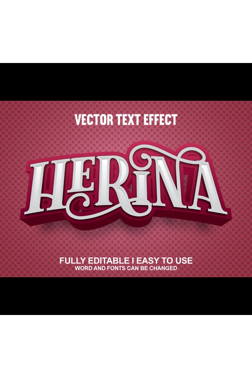 Fully Editable Vector 3D Text Effect pinterest preview image.