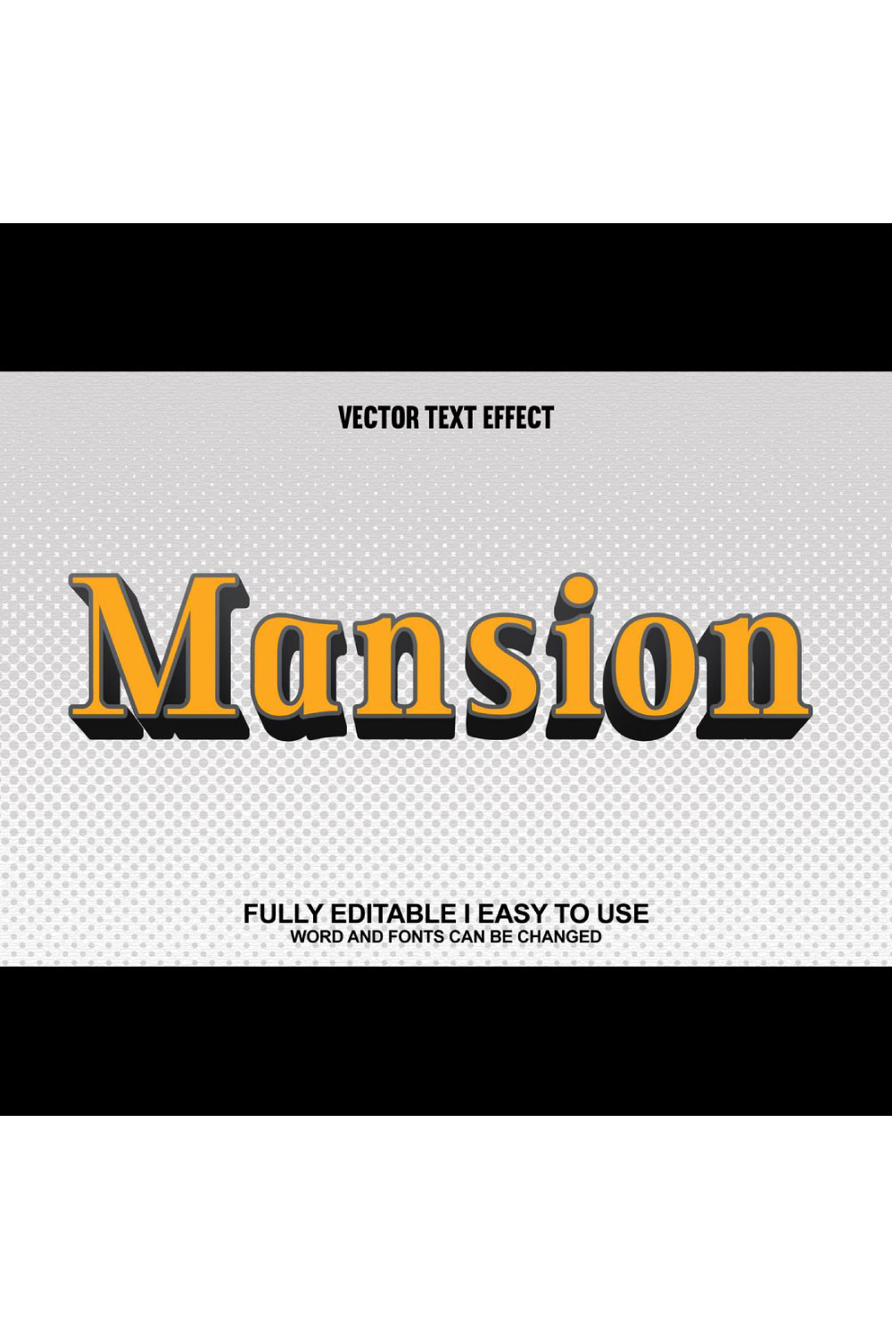 Fully Editable Vector 3D Text Effect pinterest preview image.