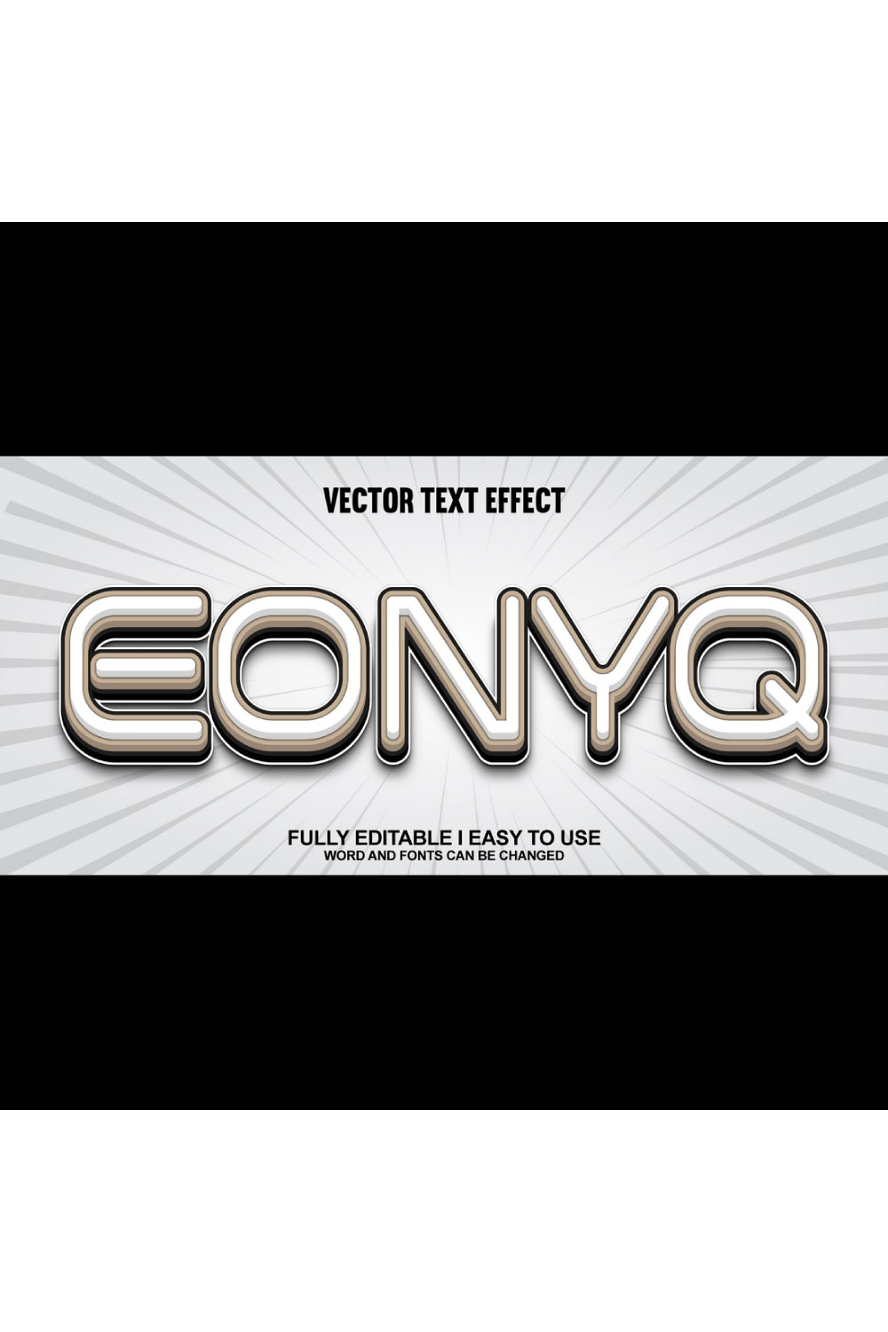 Fully Editable Vector 3D Text Effect pinterest preview image.