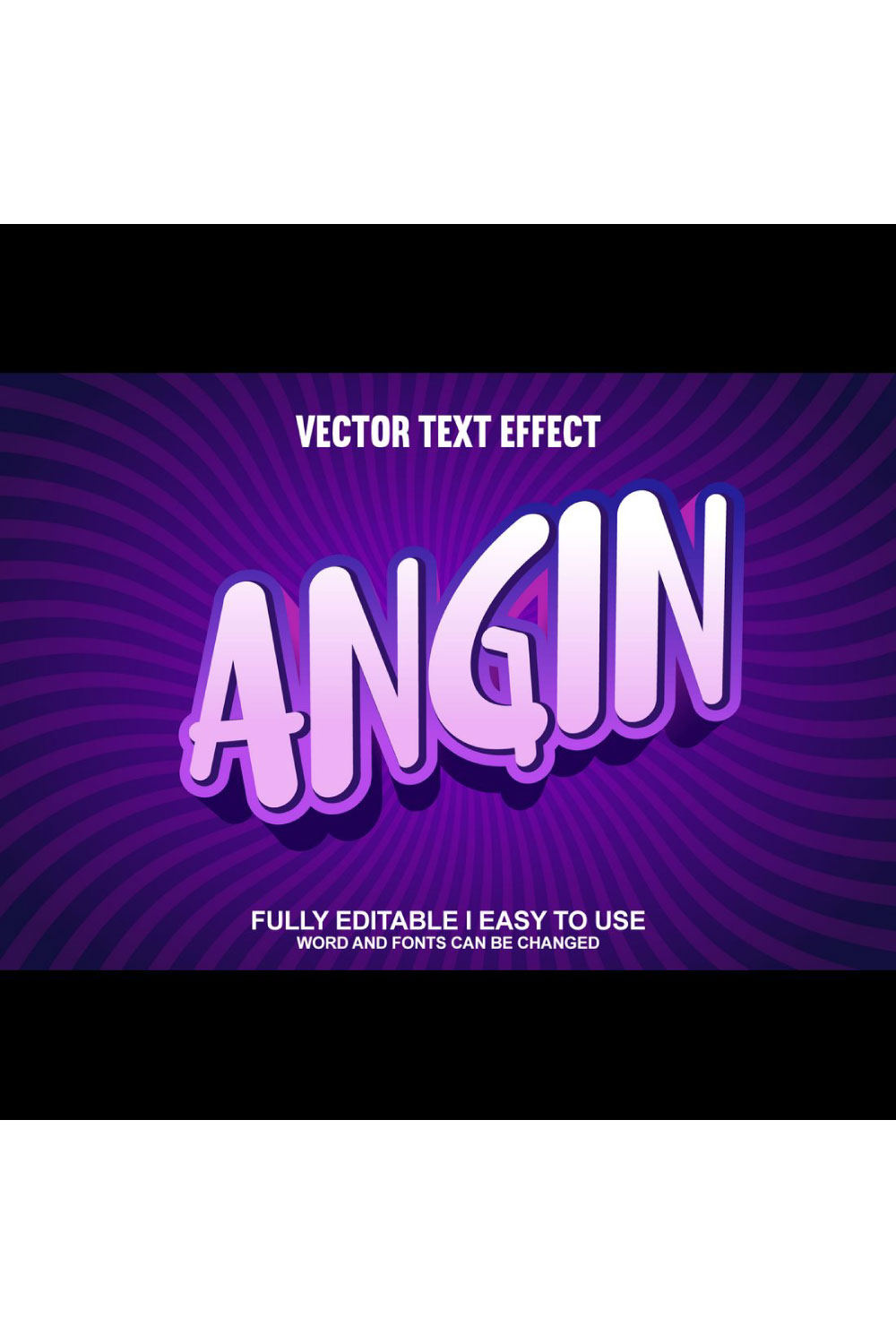 Fully Editable Vector Text Effect pinterest preview image.