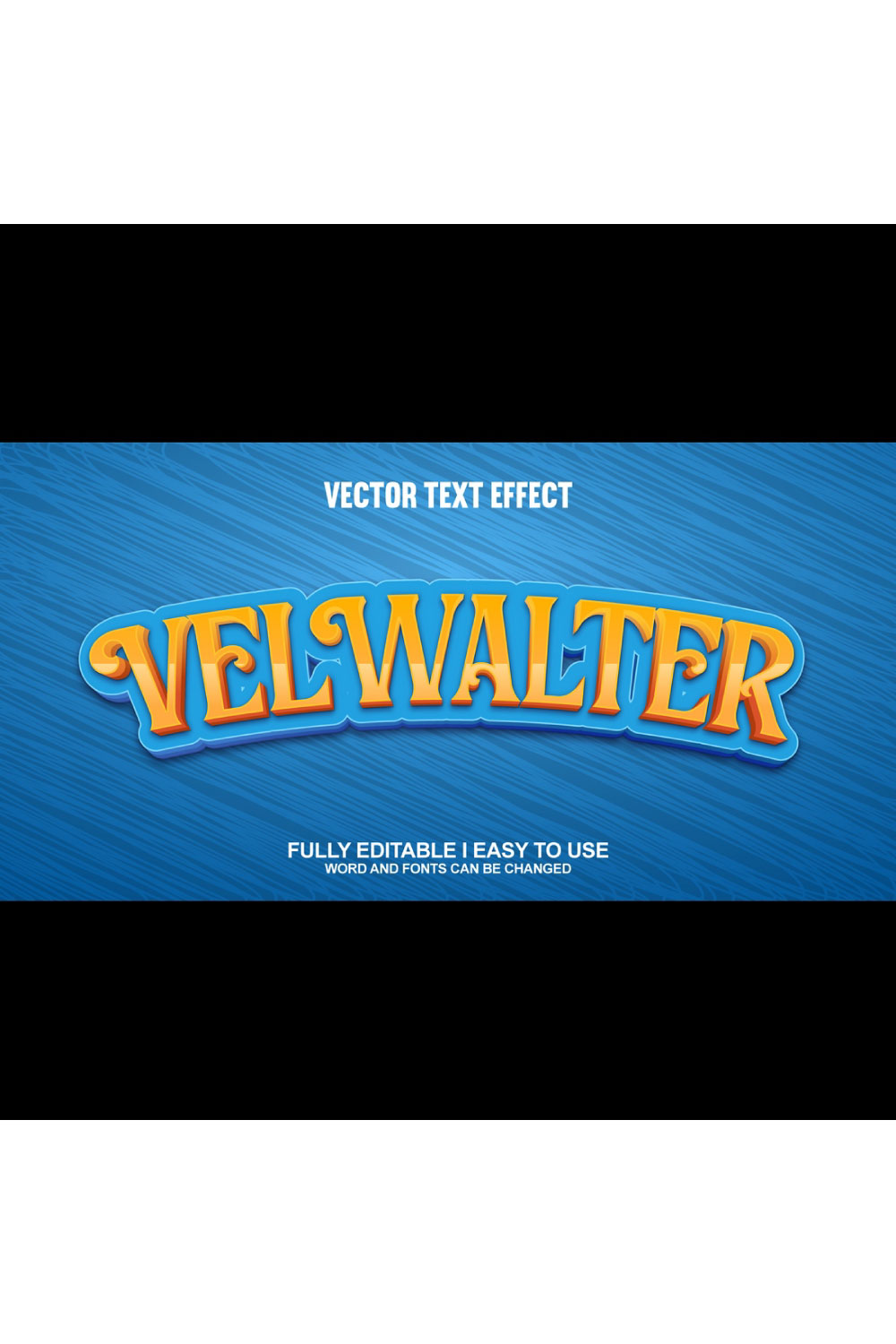 Fully Editable Vector 3D Text Effect pinterest preview image.