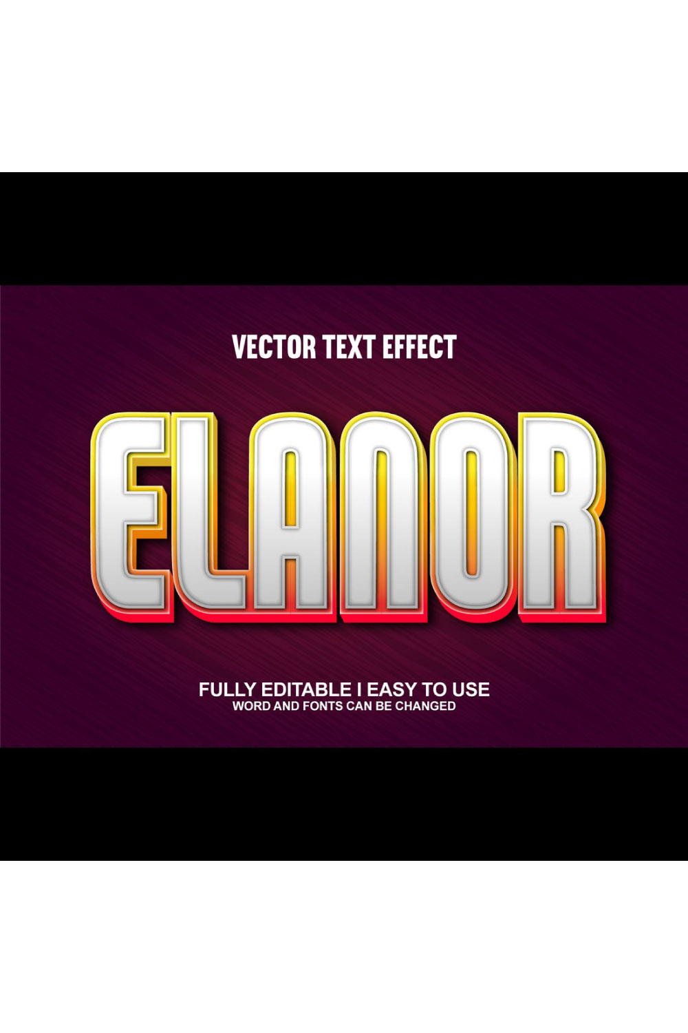 Fully Editable Vector 3D Text Effect pinterest preview image.