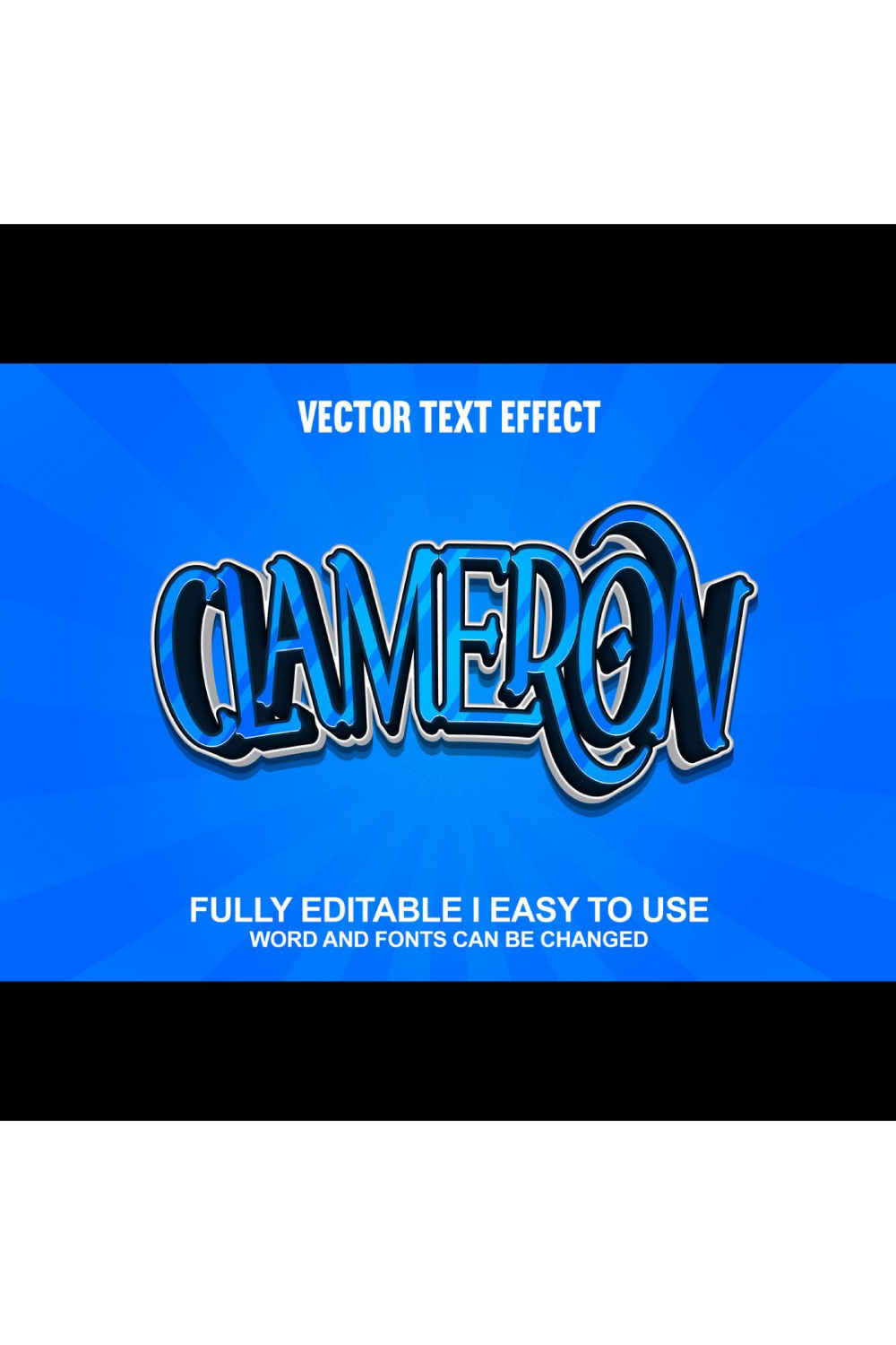 Fully Editable Vector 3D Text Effect pinterest preview image.