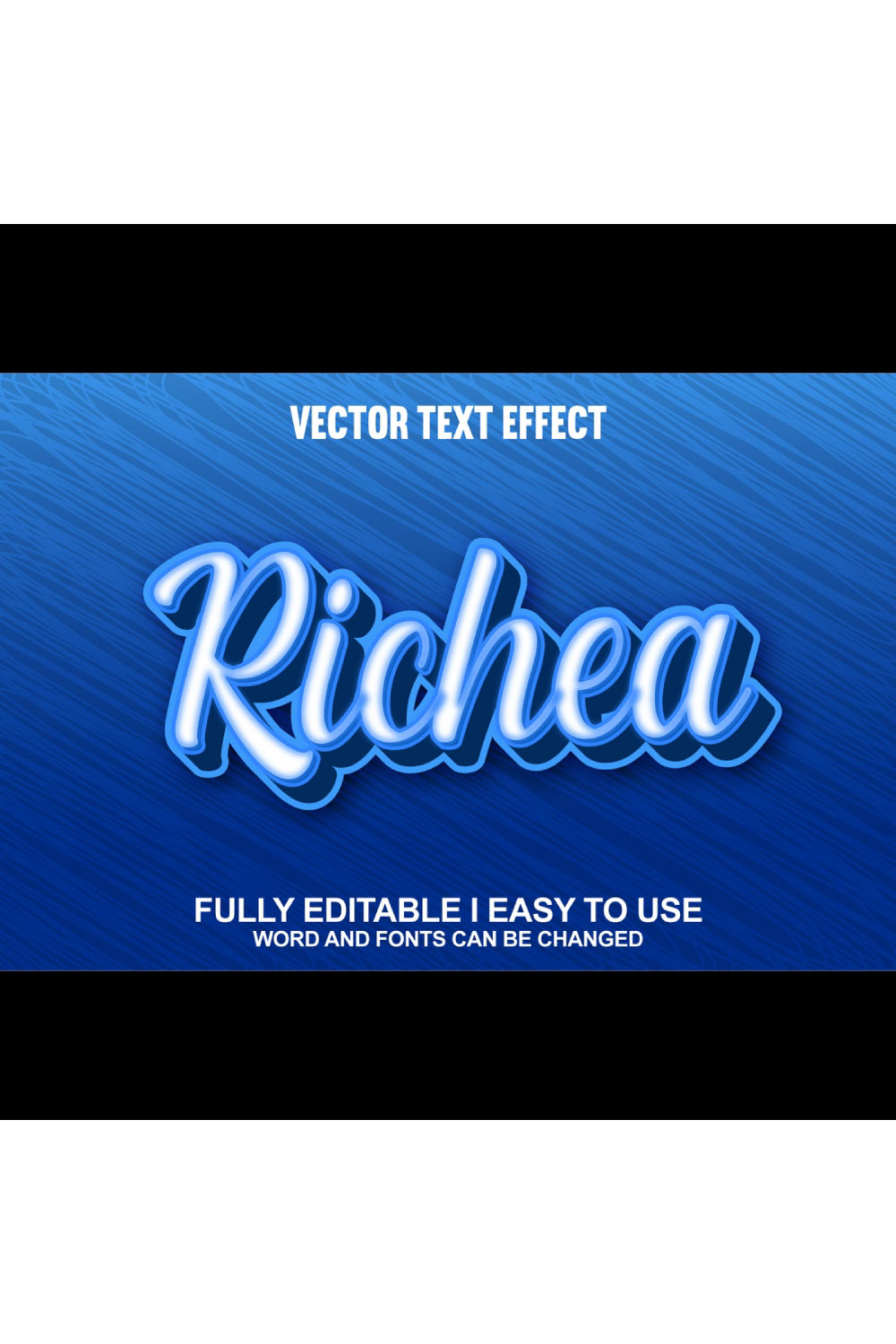 Fully Editable Vector 3D Text Effect pinterest preview image.