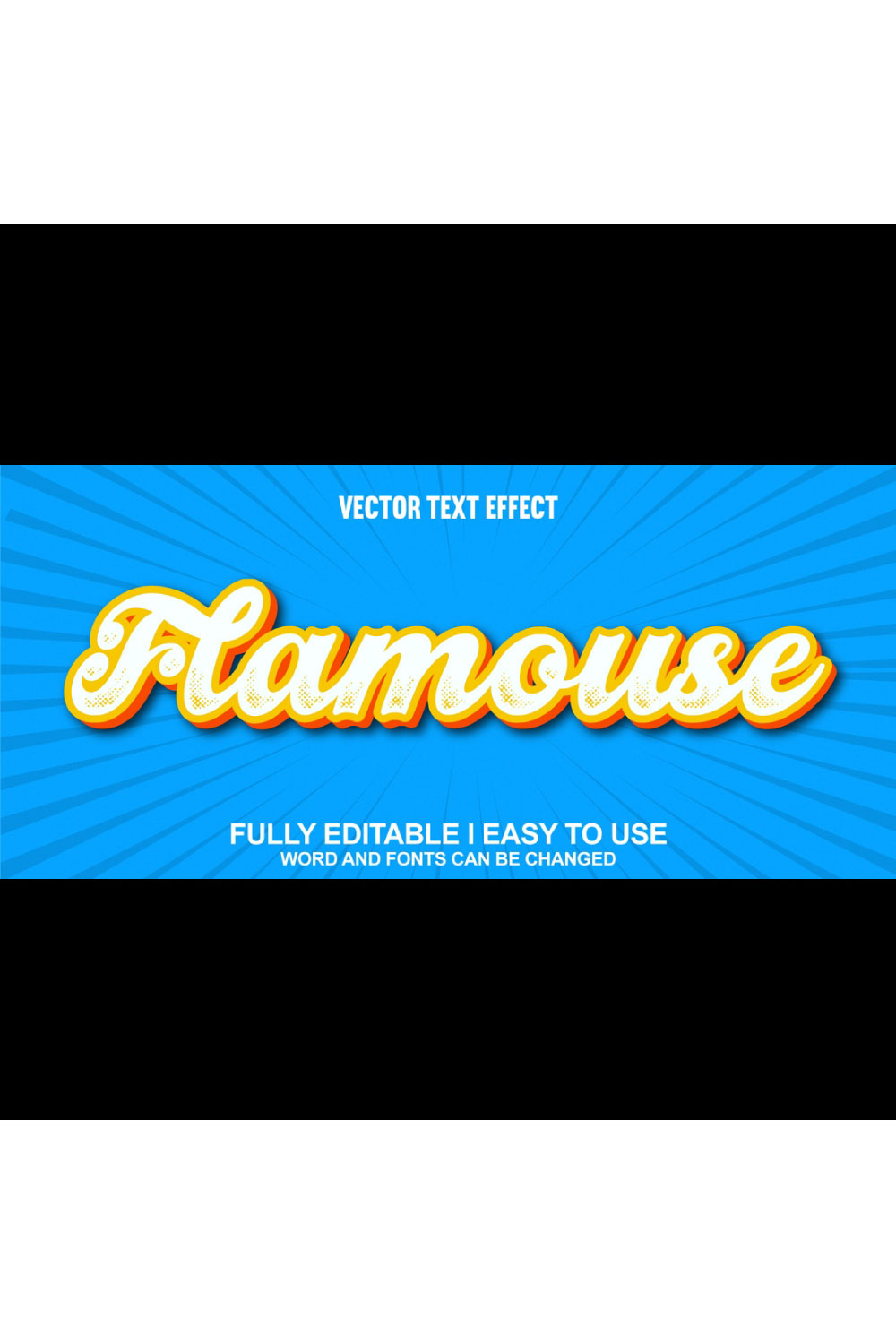 Fully Editable Vector 3D Text Effect pinterest preview image.