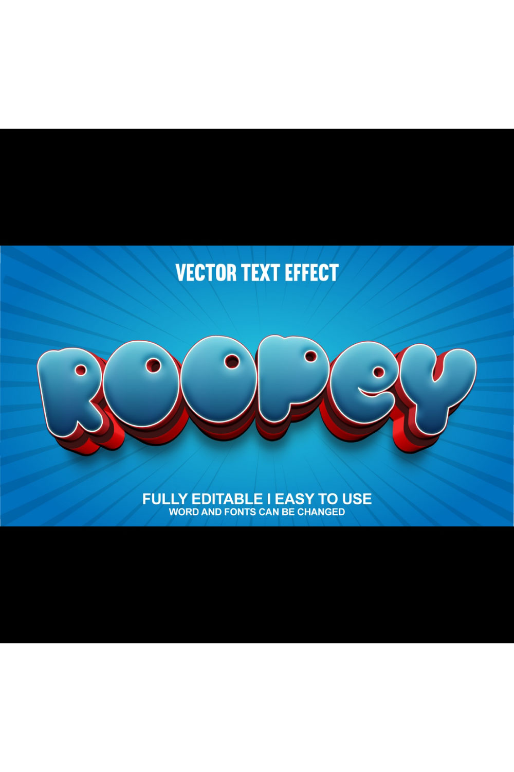 Fully Editable Vector 3D Text Effect pinterest preview image.