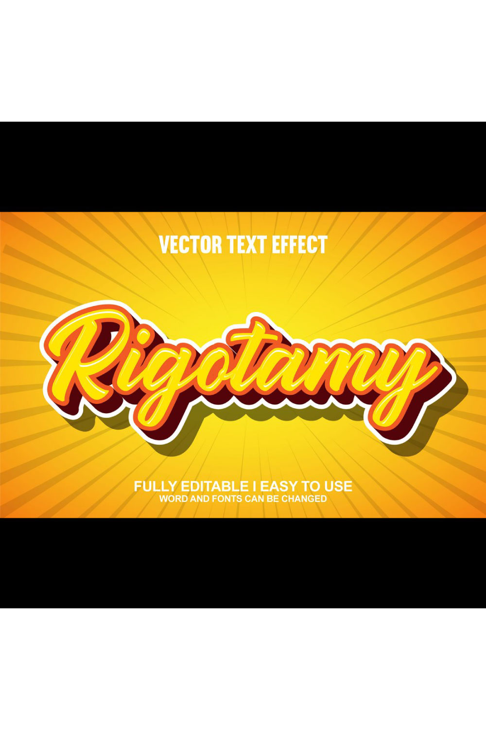 Fully Editable Vector 3D Text Effect pinterest preview image.