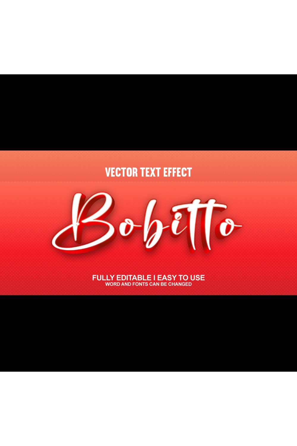 Fully Editable Vector 3D Text Effect pinterest preview image.