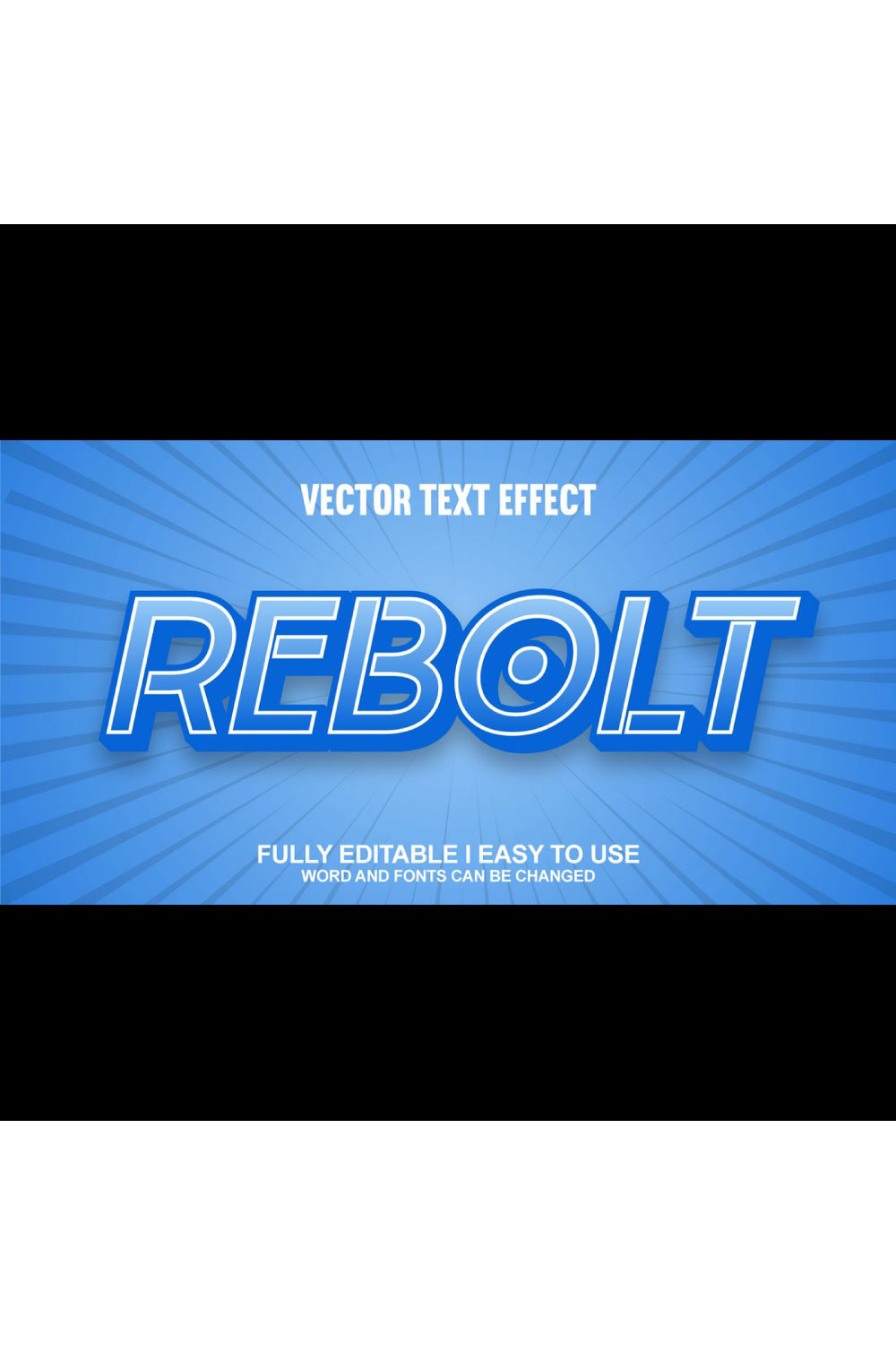 Fully Editable Vector 3D Text Effect pinterest preview image.