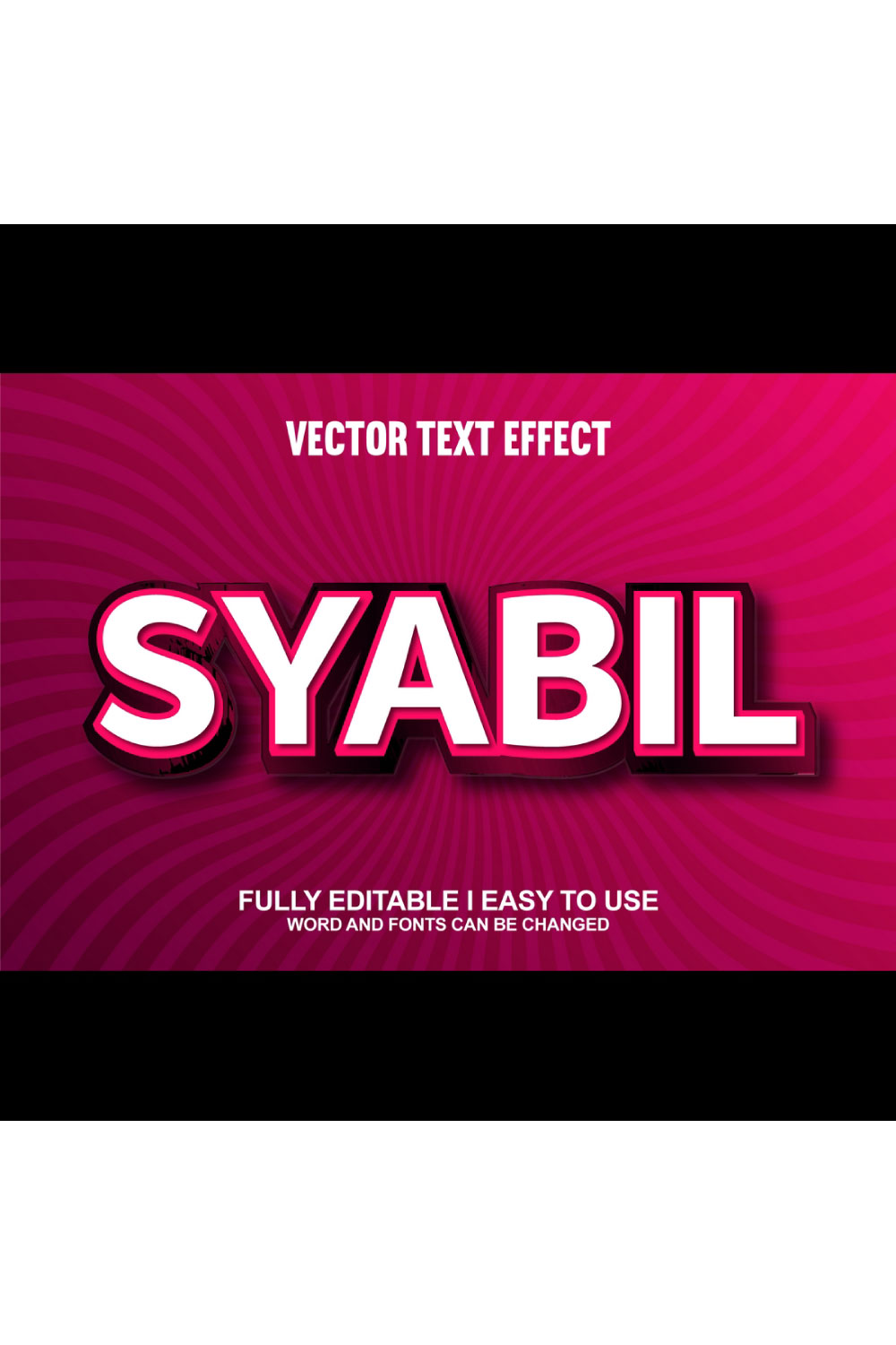 Fully Editable Vector 3D Text Effect pinterest preview image.