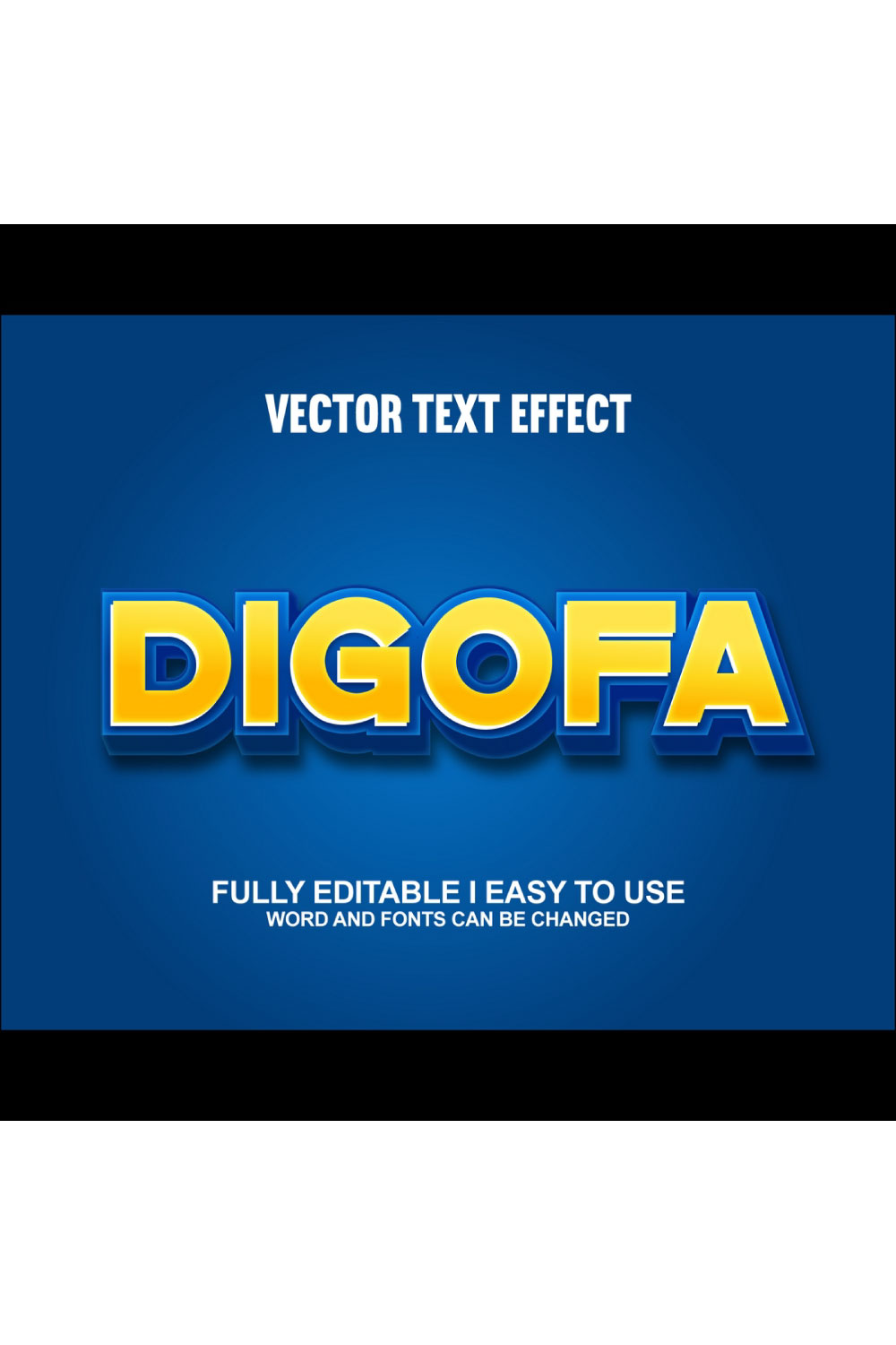 Fully Editable Vector 3D Text Effect pinterest preview image.