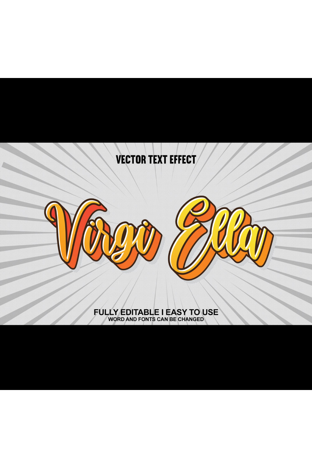 Fully Editable Vector 3D Text Effect pinterest preview image.