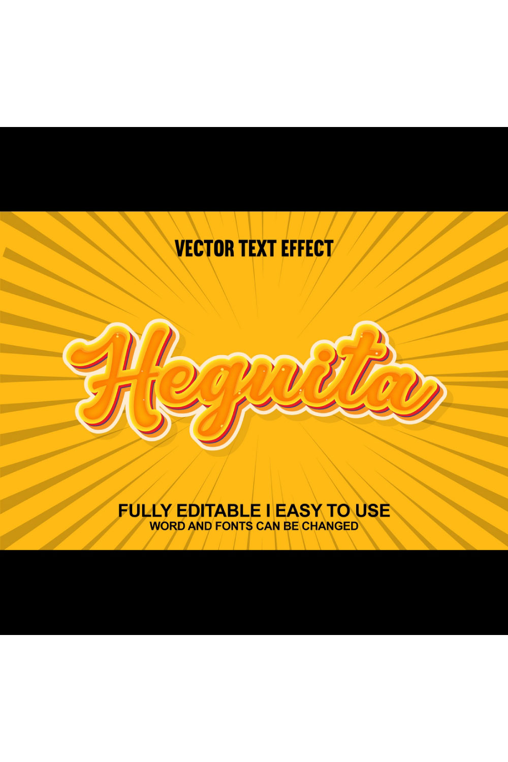 Fully Editable Vector 3D Text Effect pinterest preview image.