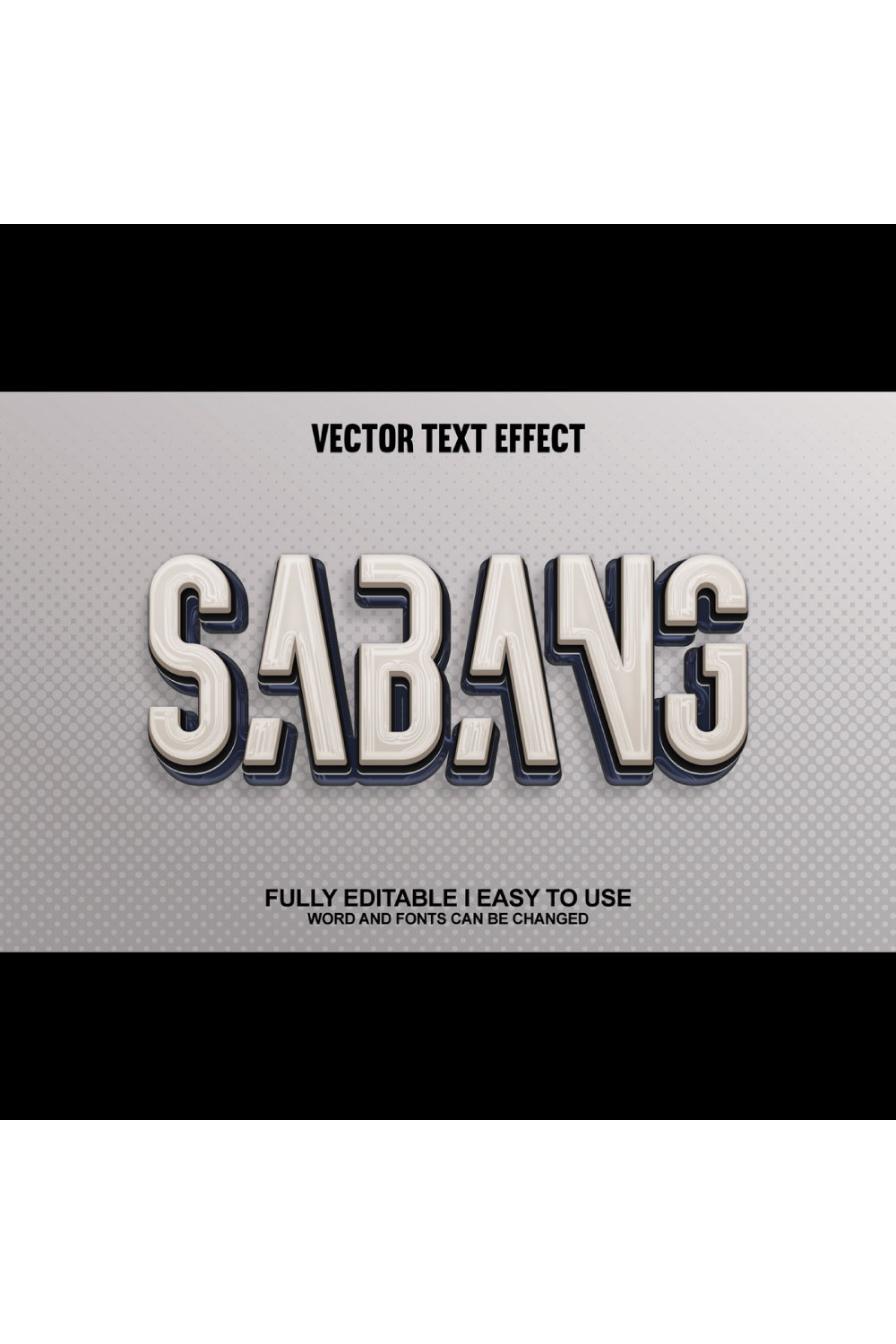 Fully Editable Vector 3D Text Effect pinterest preview image.