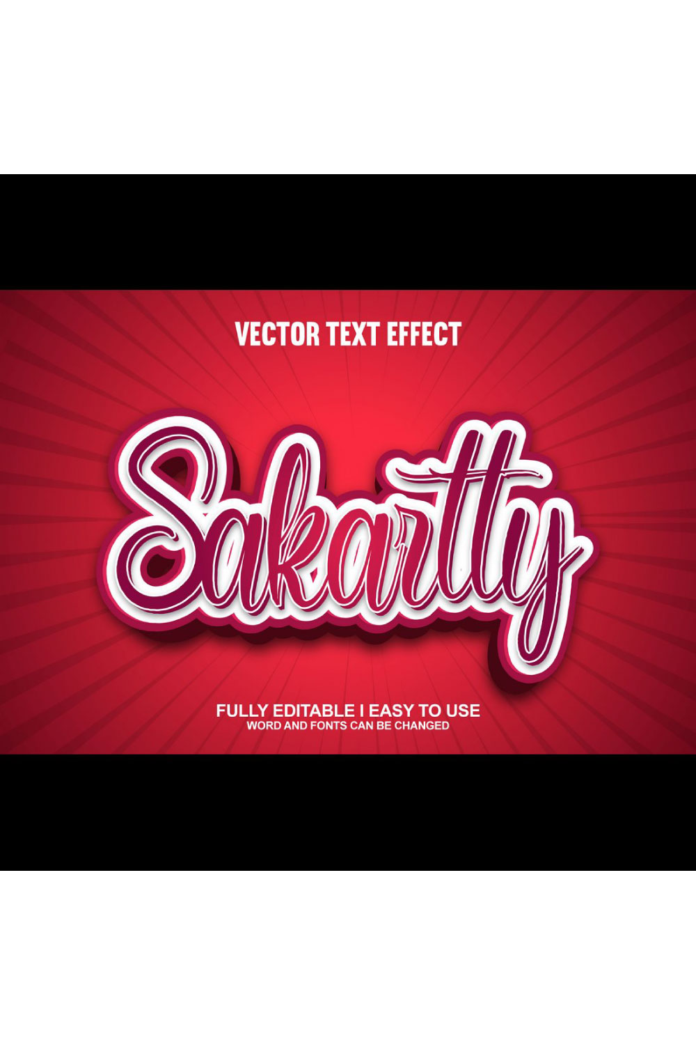 Fully Editable Vector 3D Text Effect pinterest preview image.