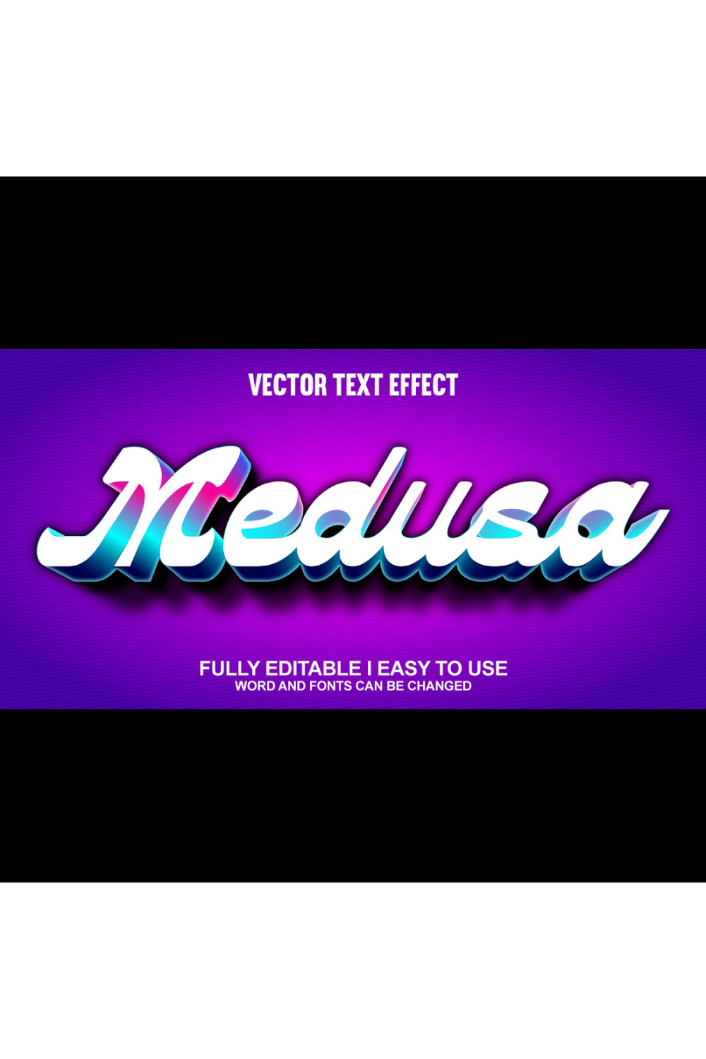 Fully Editable Vector 3D Text Effect pinterest preview image.