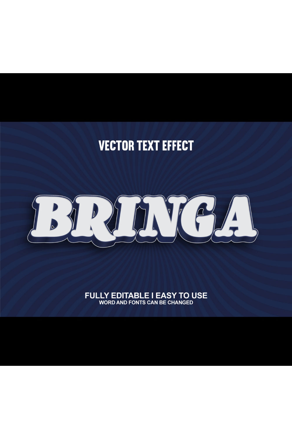 Fully Editable Vector 3D Text Effect pinterest preview image.