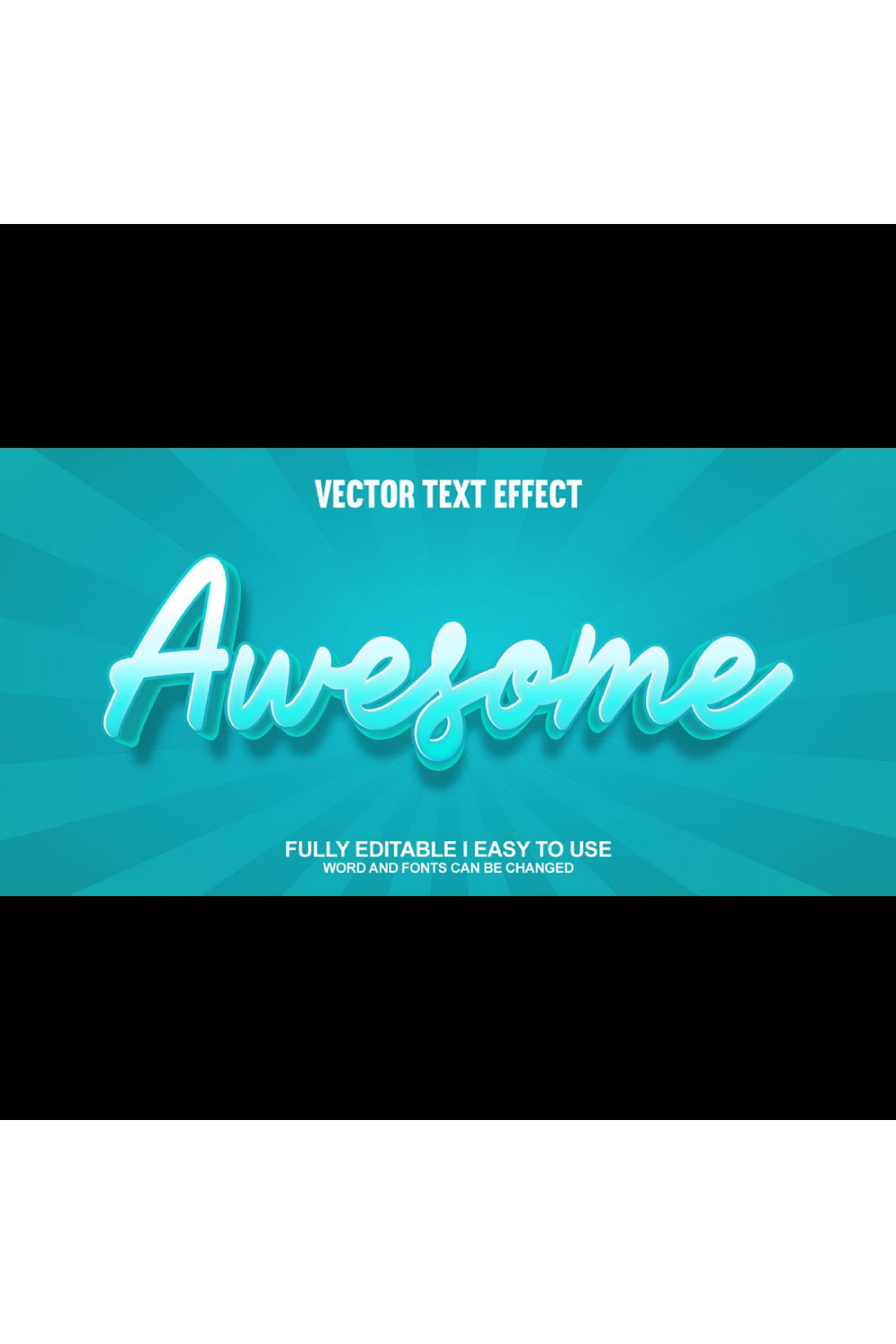 Fully Editable Vector 3D Text Effect pinterest preview image.