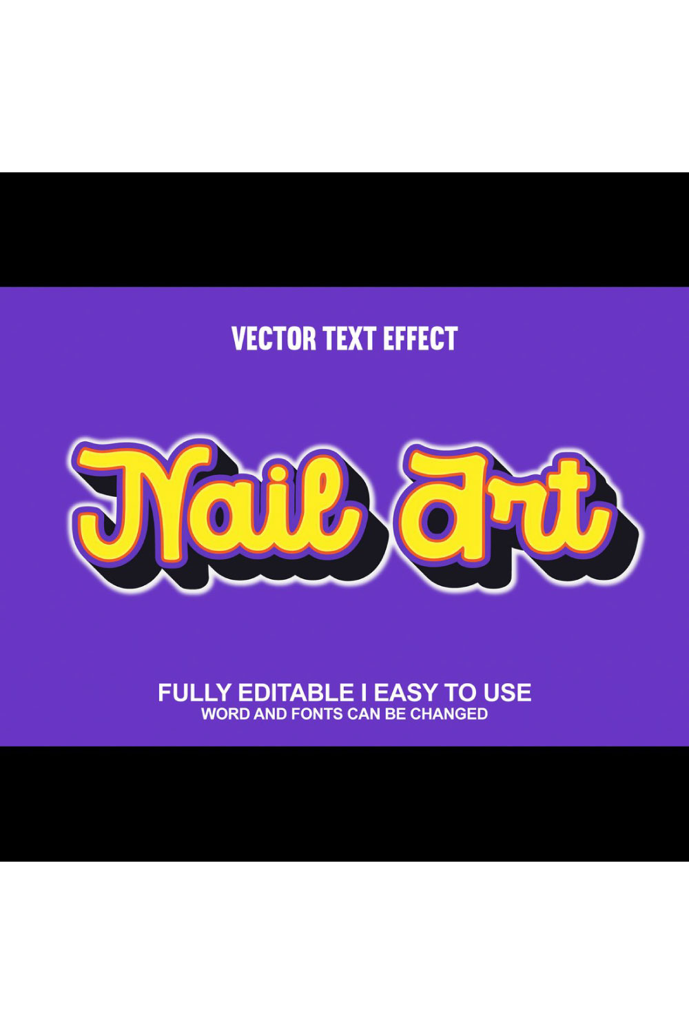 Fully Editable Vector 3D Text Effect pinterest preview image.