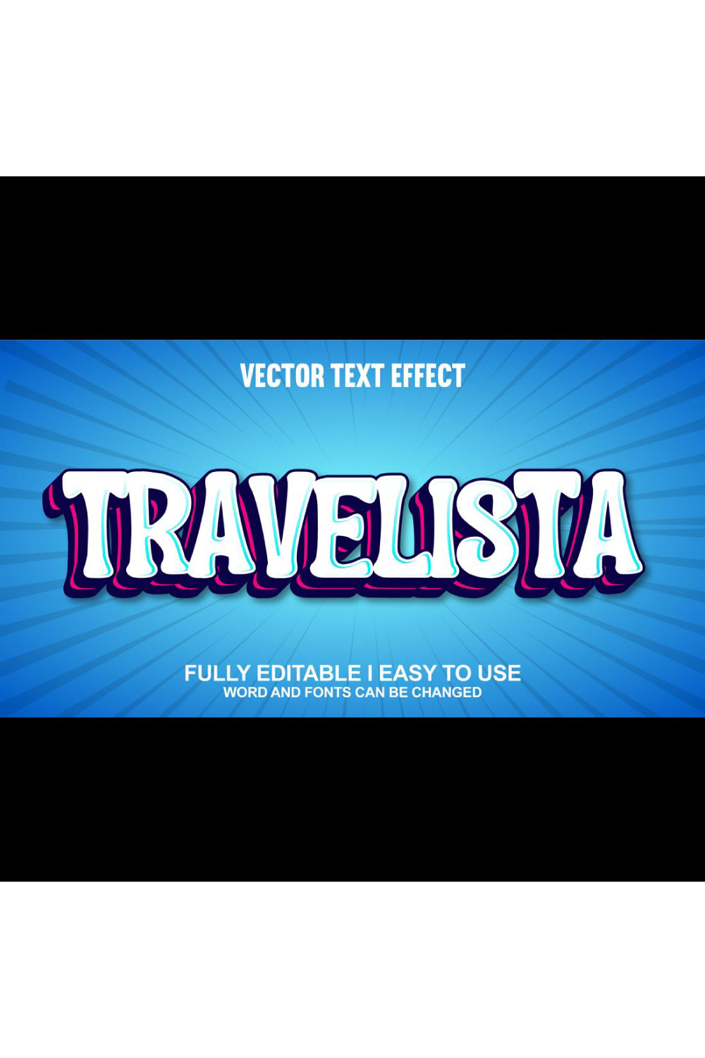 Fully Editable Vector 3D Text Effect pinterest preview image.