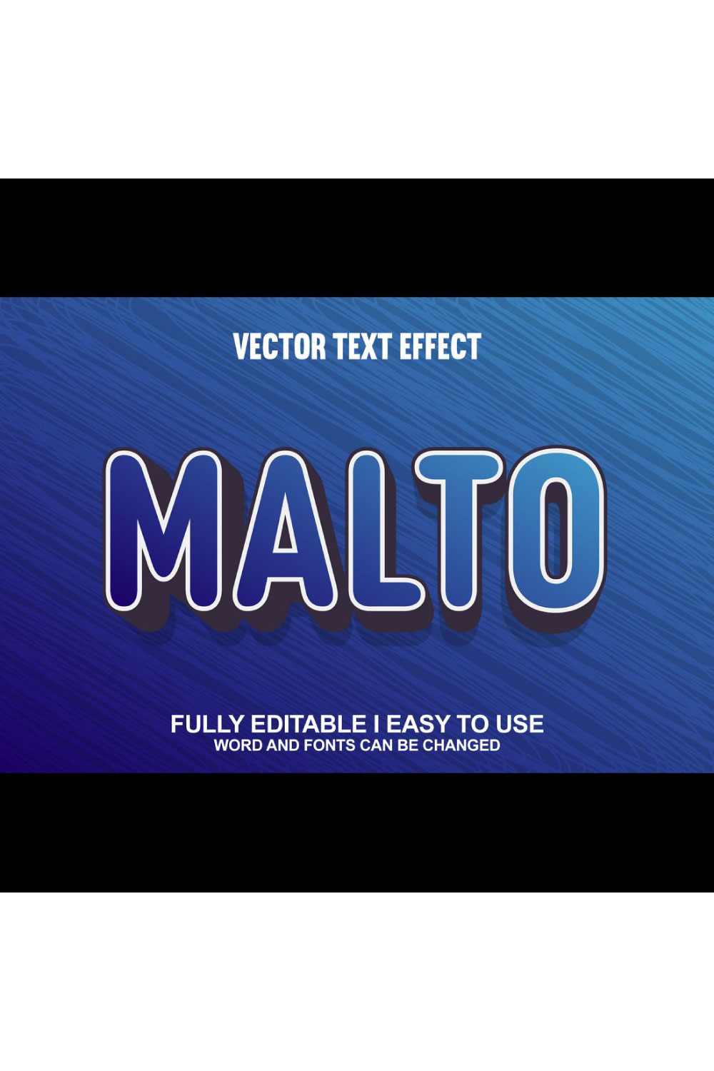 Fully Editable Vector 3D Text Effect pinterest preview image.