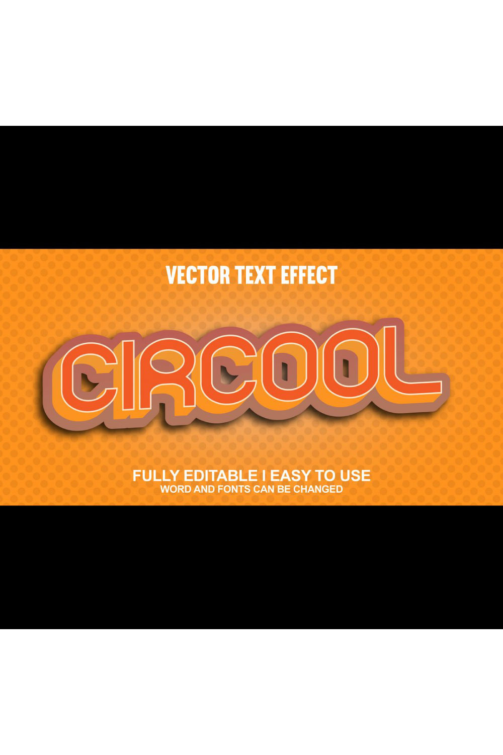 Fully Editable Vector 3D Text Effect pinterest preview image.