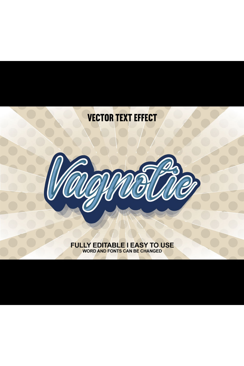 Fully Editable Vector 3D Text Effect pinterest preview image.