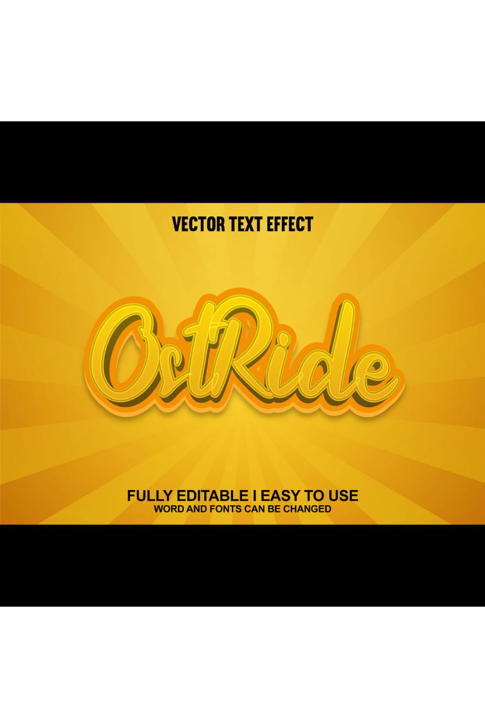 Fully Editable Vector 3D Text Effect pinterest preview image.