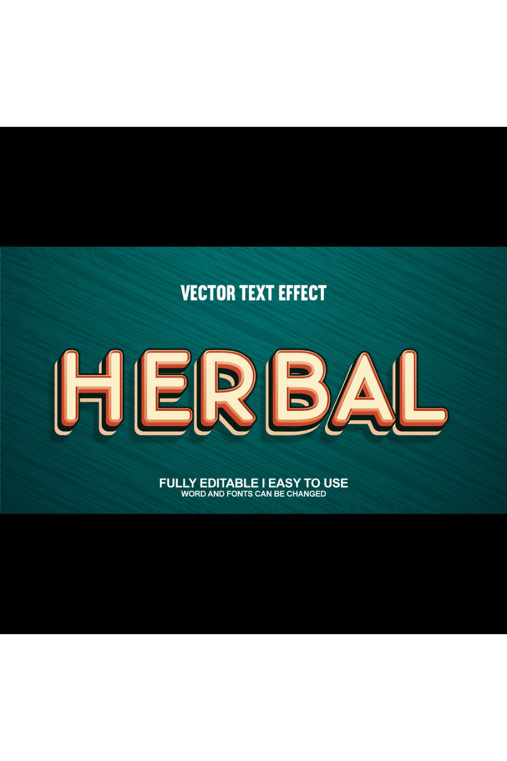 Fully Editable Vector 3D Text Effect pinterest preview image.