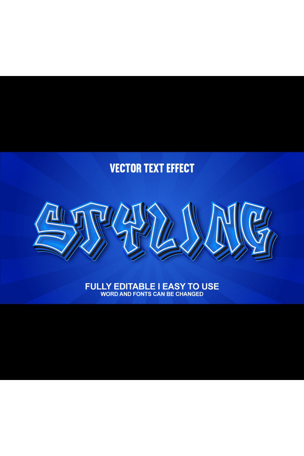 Fully Editable Vector 3D Text Effect pinterest preview image.