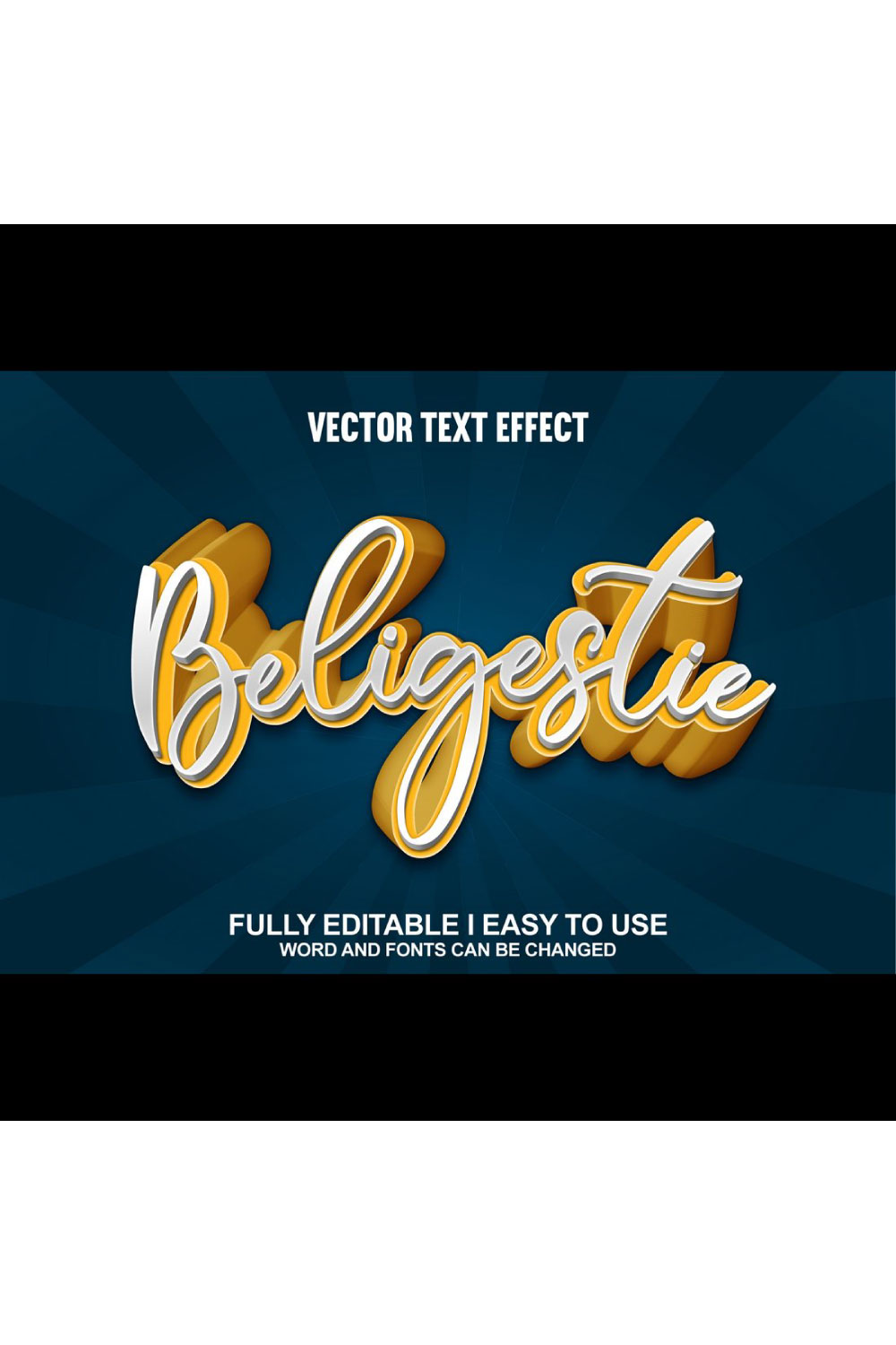 Fully Editable Vector 3D Text Effect pinterest preview image.