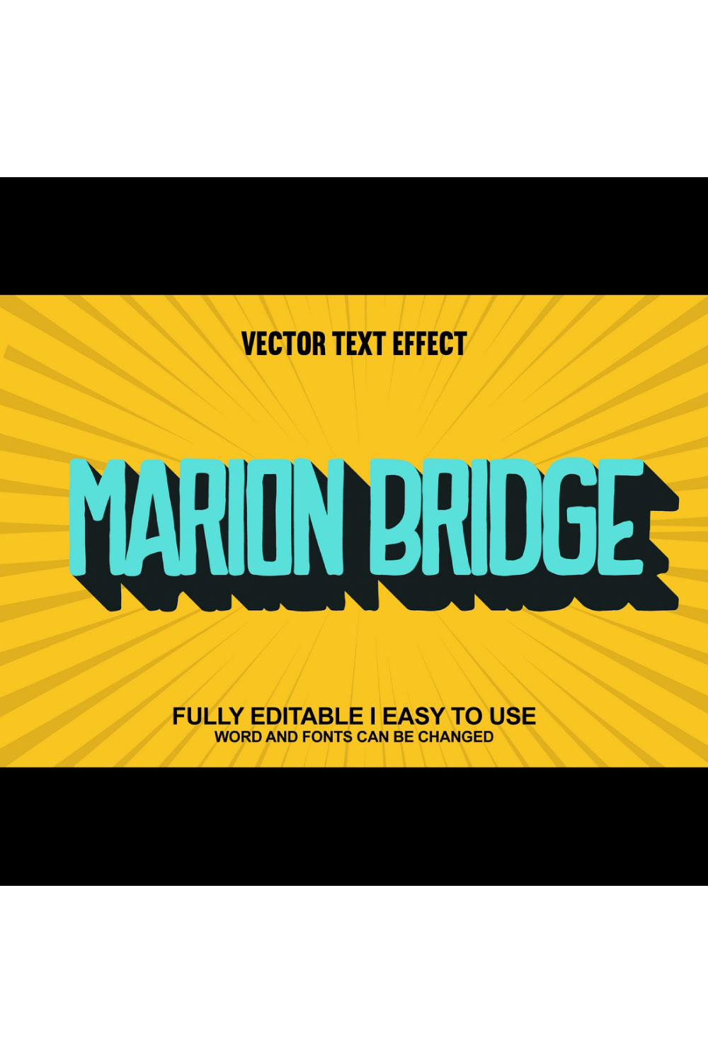 Fully Editable Vector 3D Text Effect pinterest preview image.