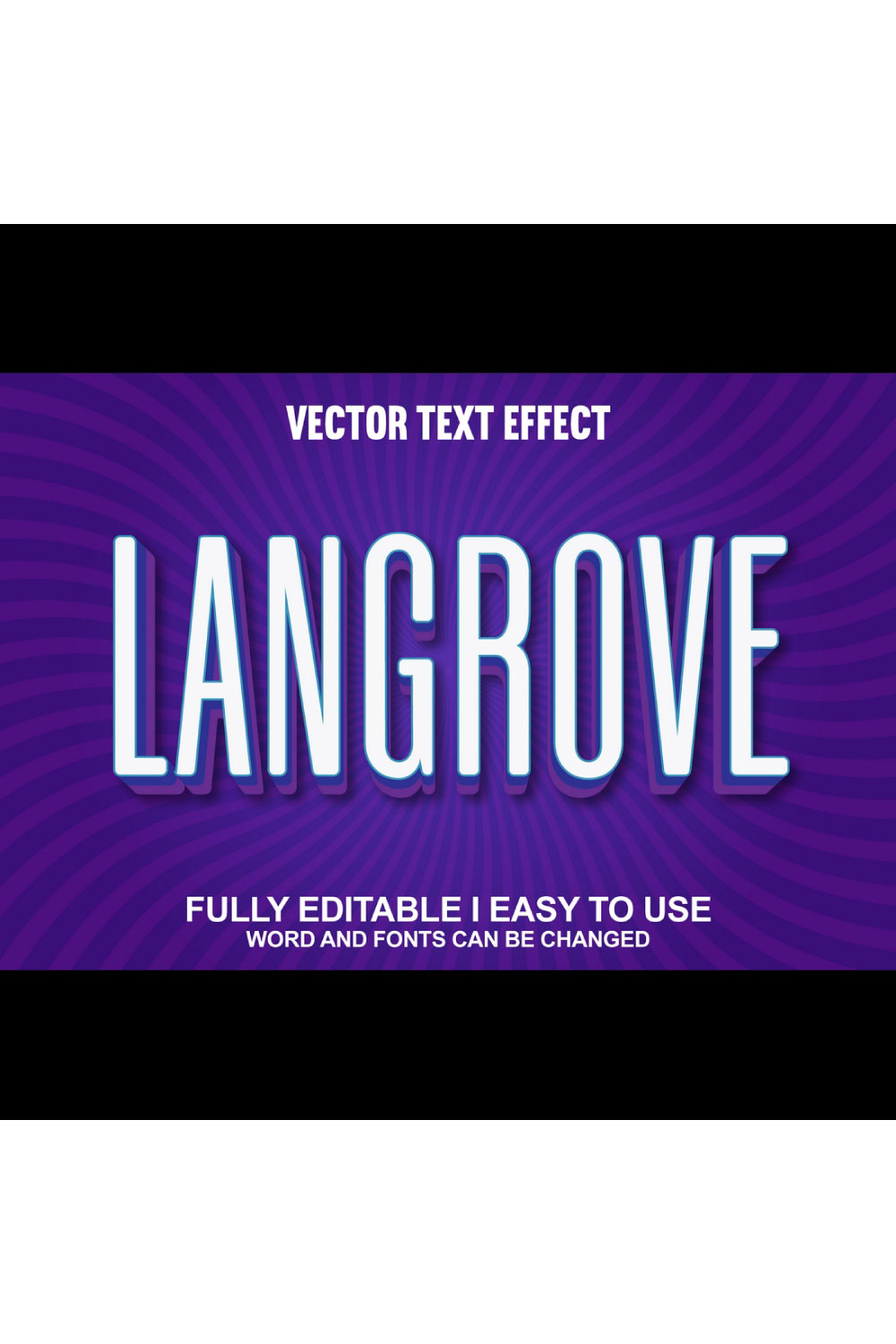 Fully Editable Vector 3D Text Effect pinterest preview image.