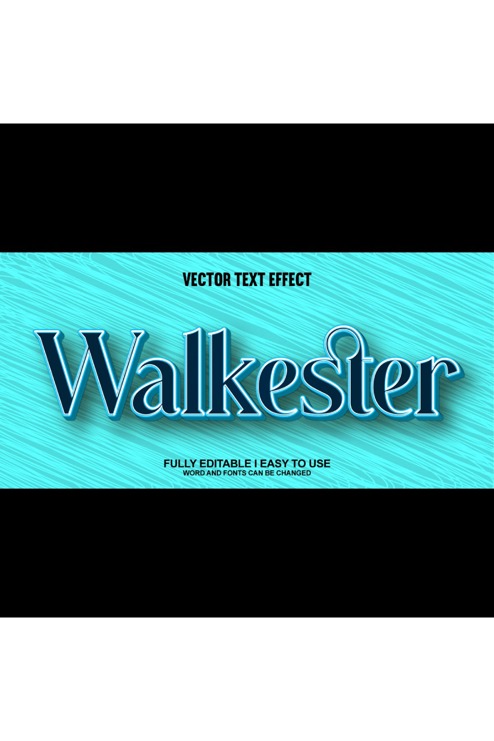 Fully Editable Vector 3D Text Effect pinterest preview image.