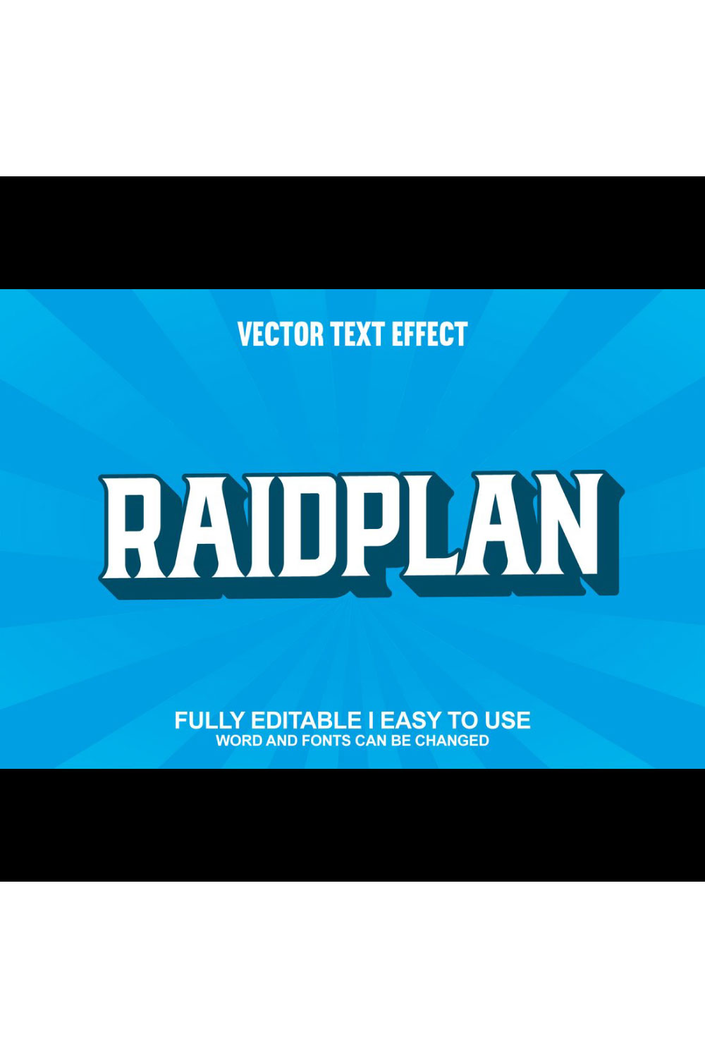 Fully Editable Vector 3D Text Effect pinterest preview image.