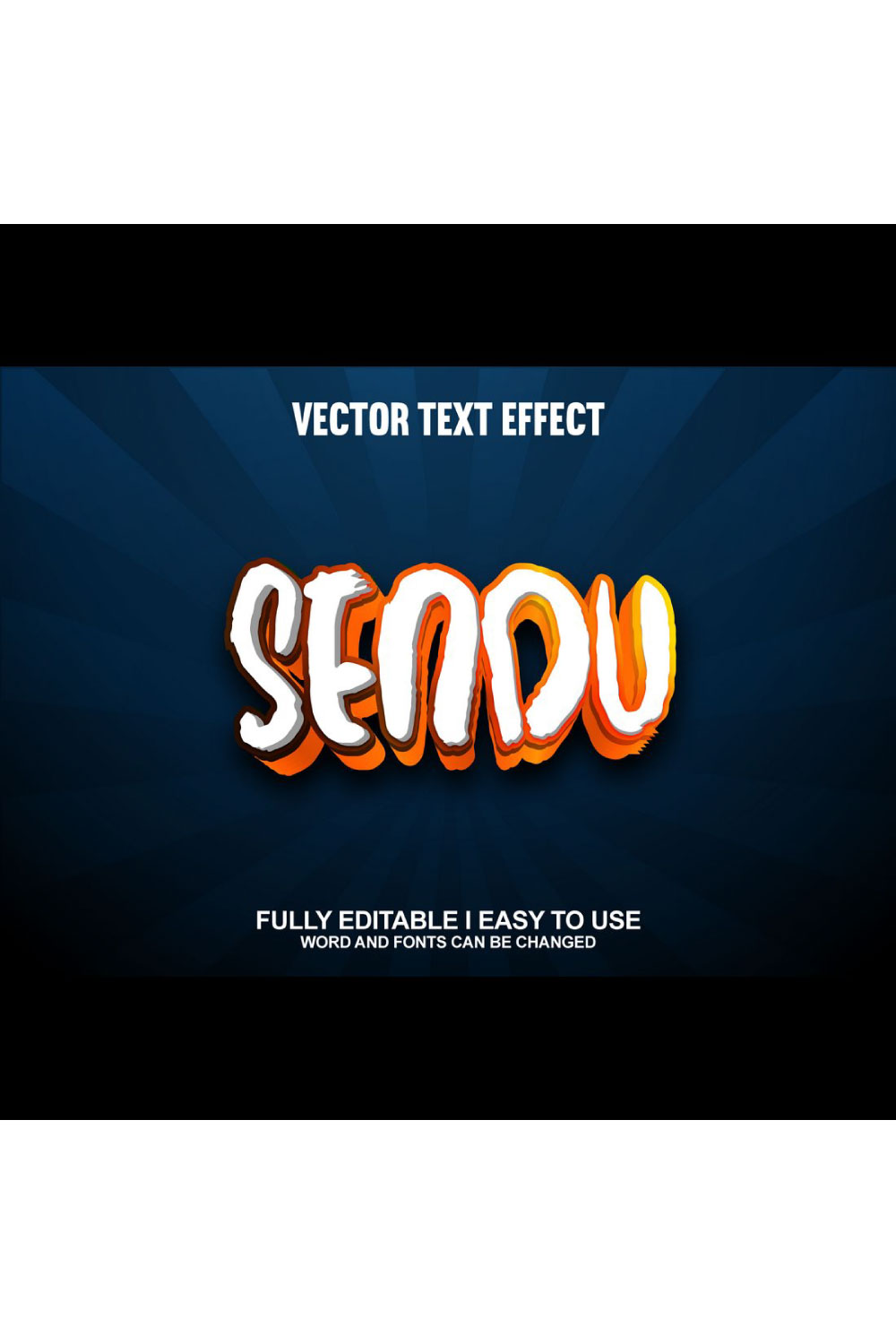 Fully Editable Vector 3D Text Effect pinterest preview image.