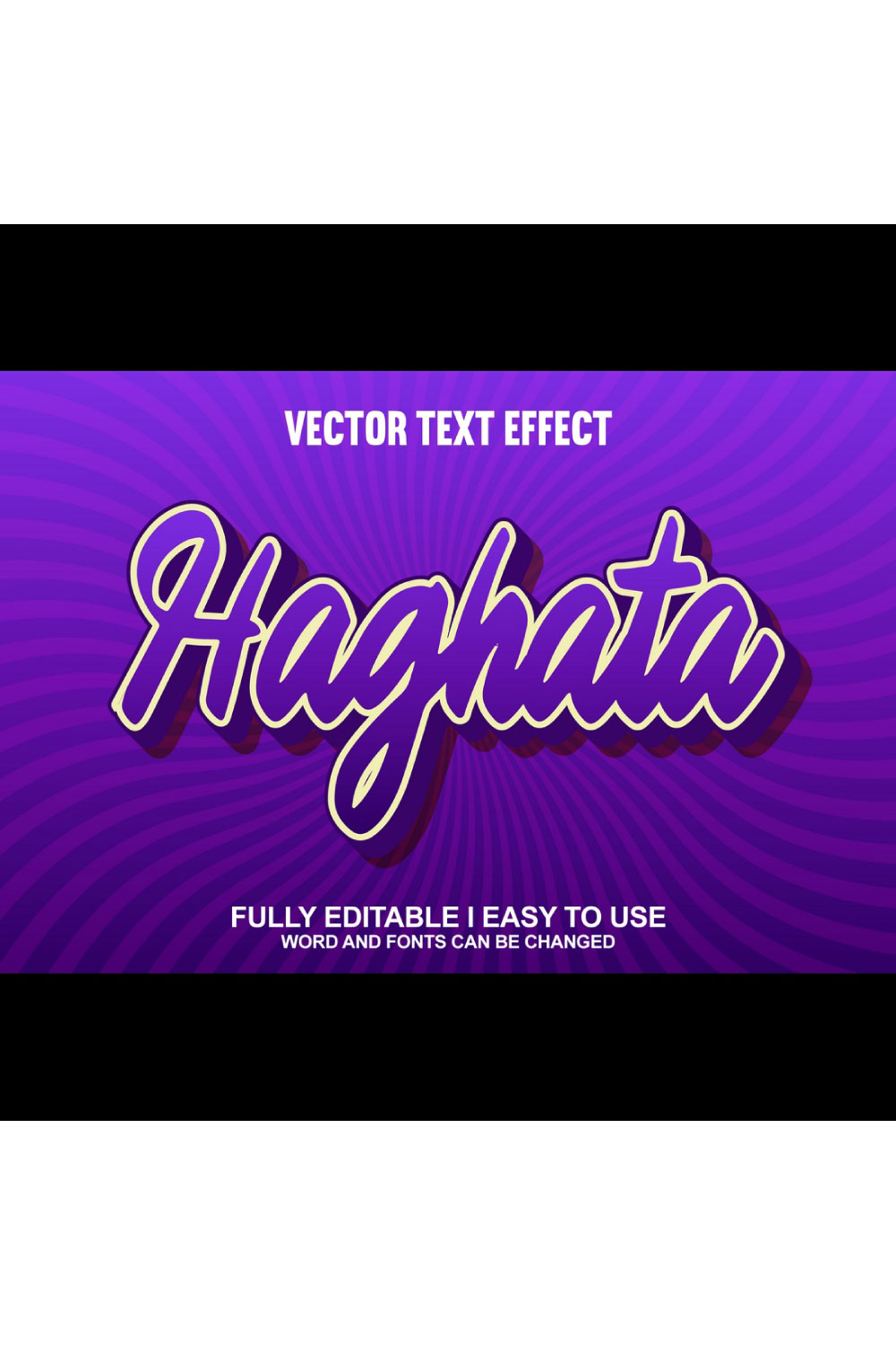 Fully Editable Vector 3D Text Effect pinterest preview image.