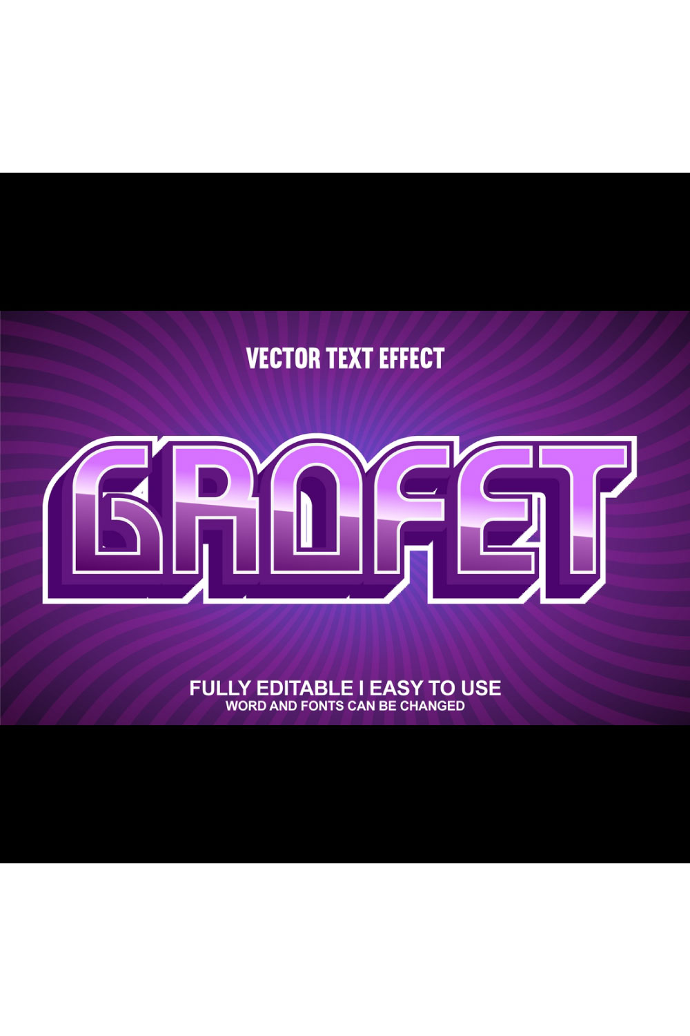 Fully Editable Vector 3D Text Effect pinterest preview image.