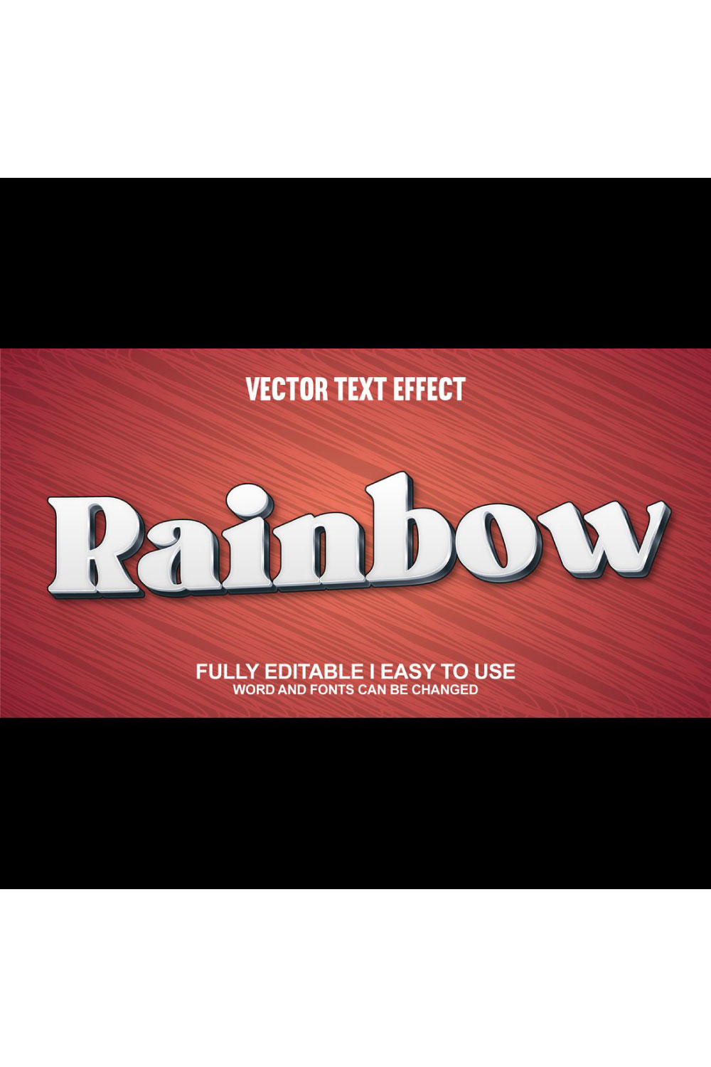 Fully Editable Vector 3D Text Effect pinterest preview image.