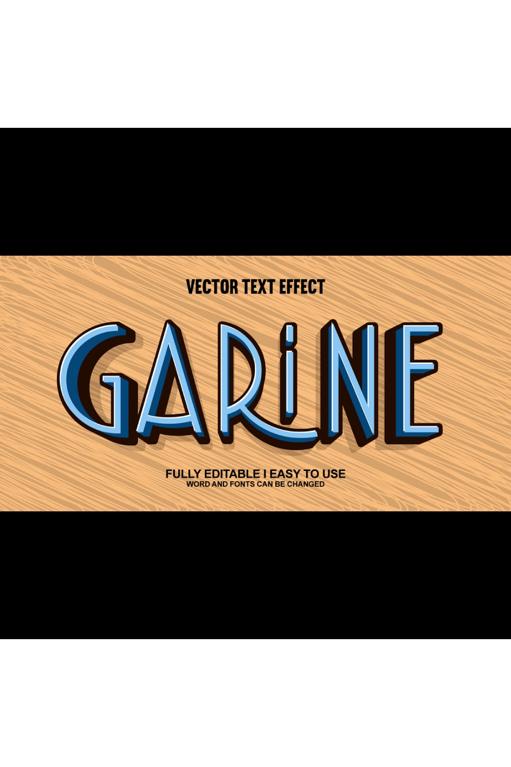 Fully Editable Vector 3D Text Effect pinterest preview image.