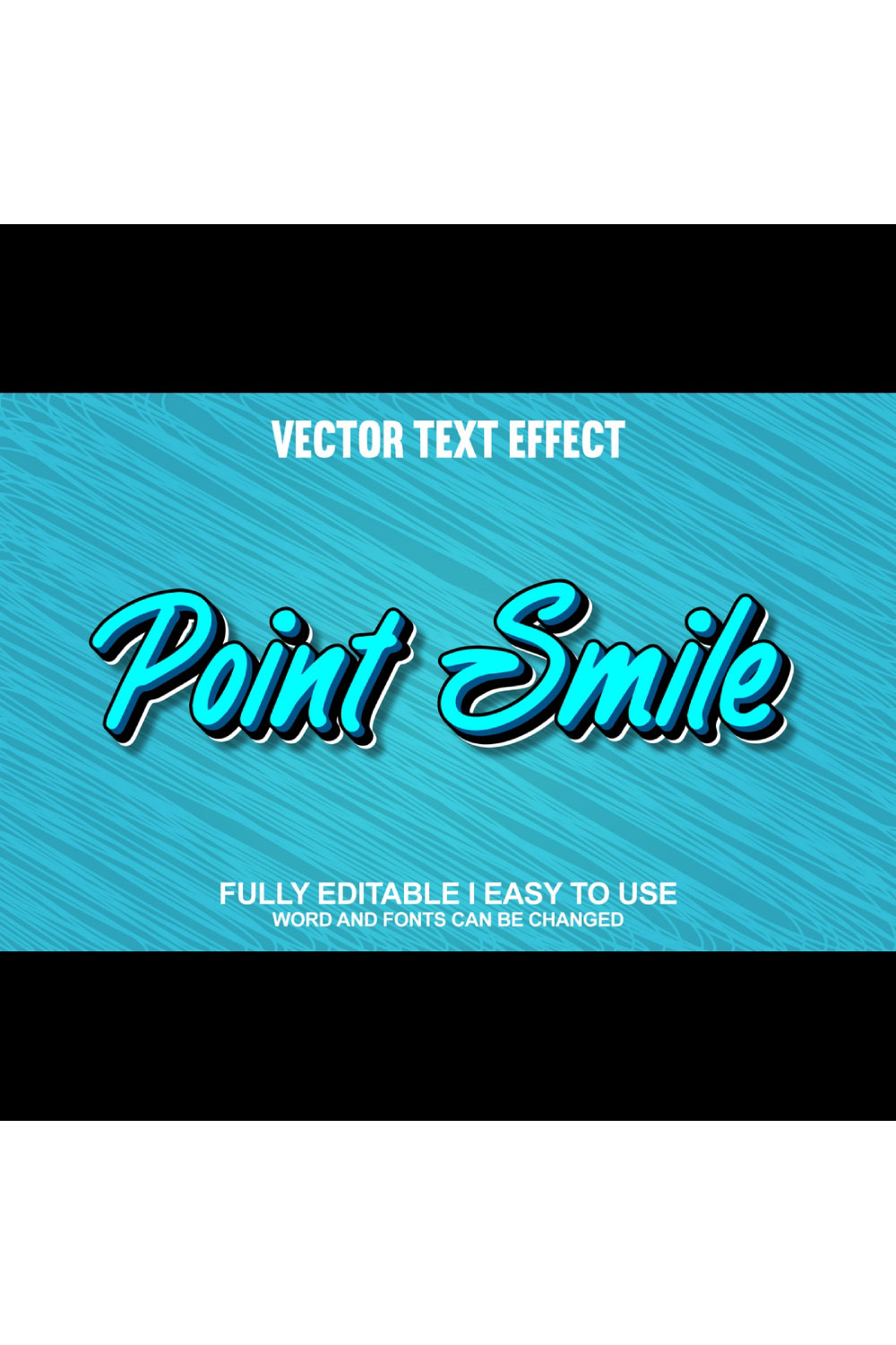 Fully Editable Vector 3D Text Effect pinterest preview image.