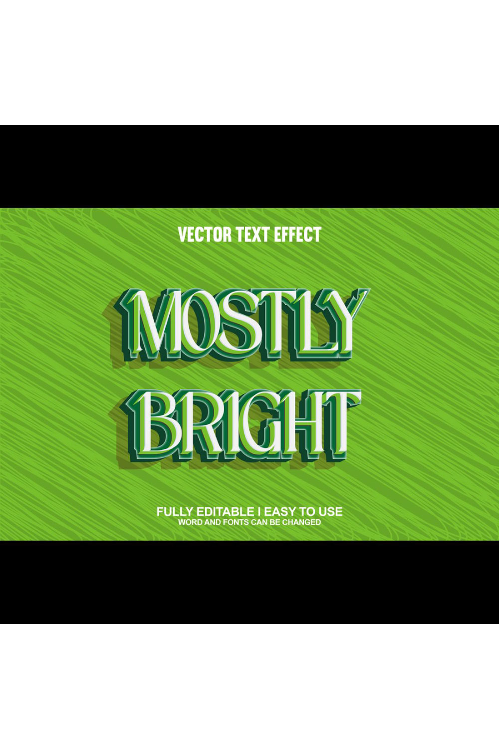 Fully Editable Vector 3D Text Effect pinterest preview image.