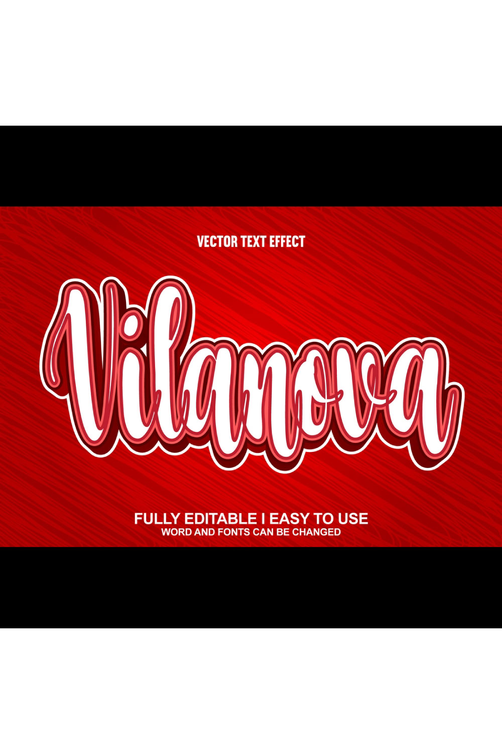 Fully Editable Vector 3D Text Effect pinterest preview image.