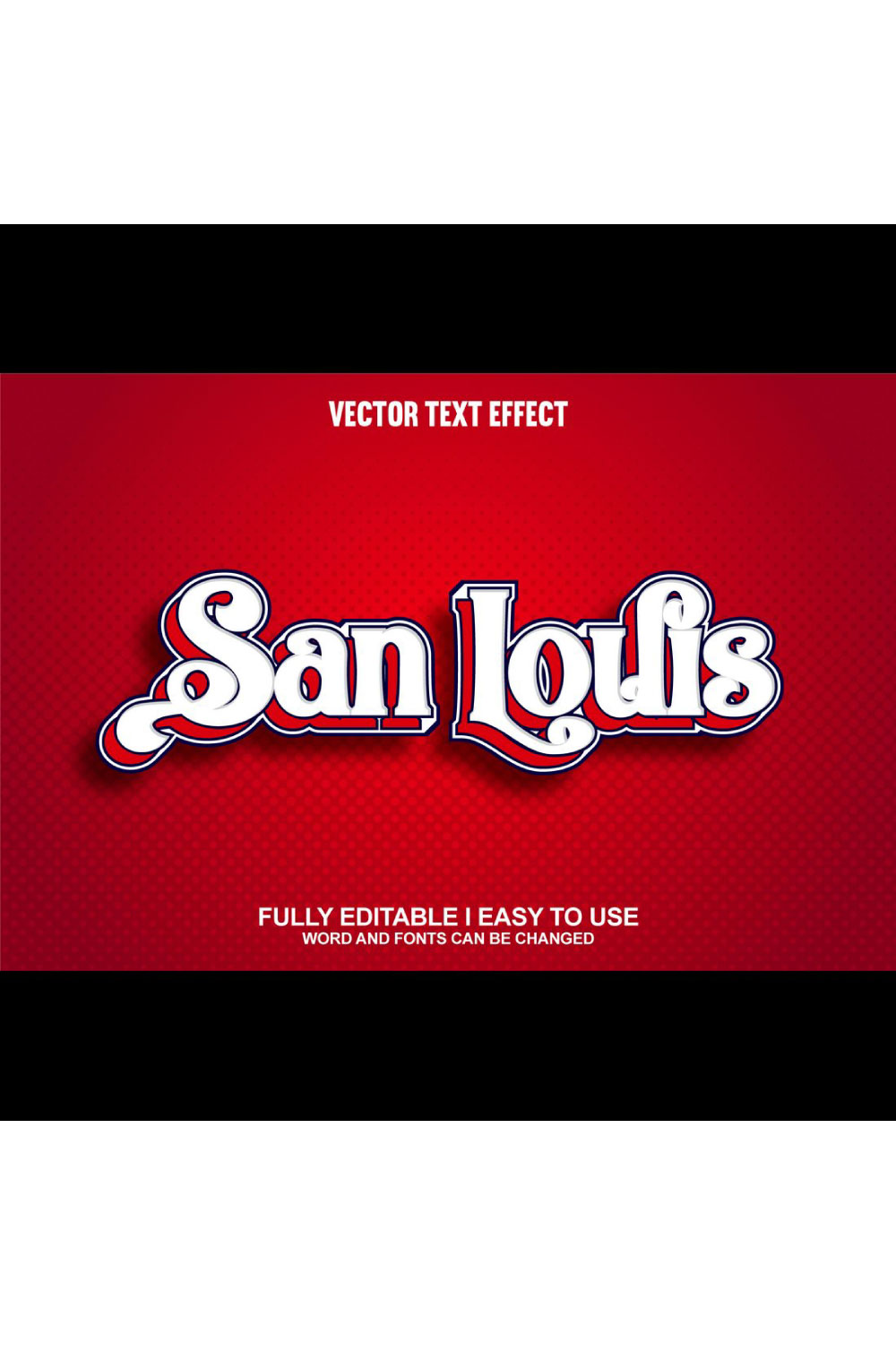 Fully Editable Vector 3D Text Effect pinterest preview image.