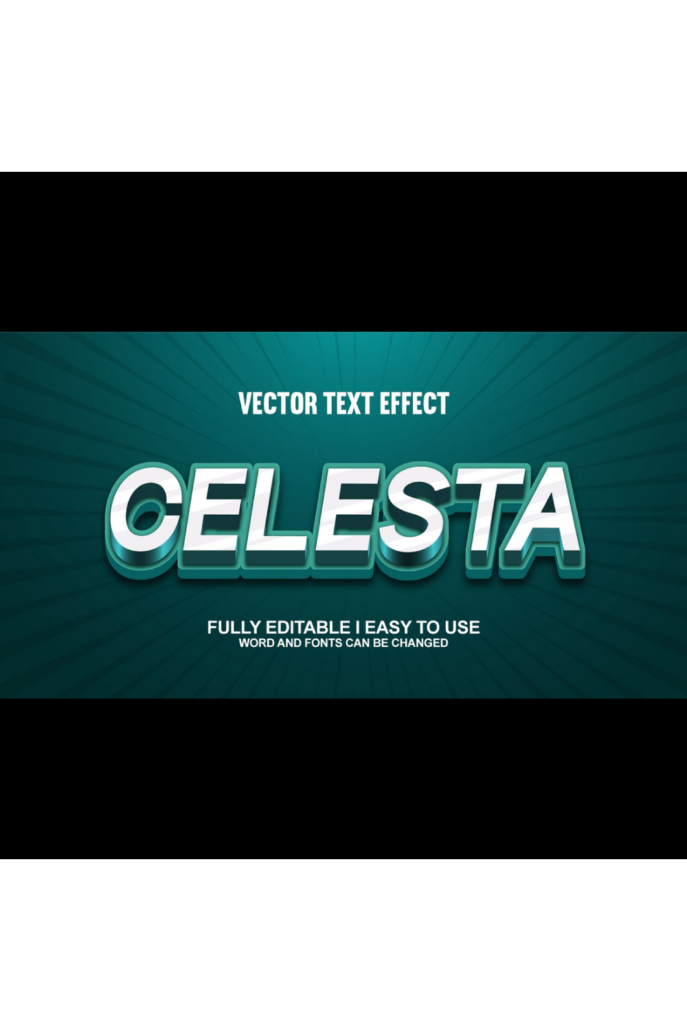 Fully Editable Vector 3D Text Effect pinterest preview image.