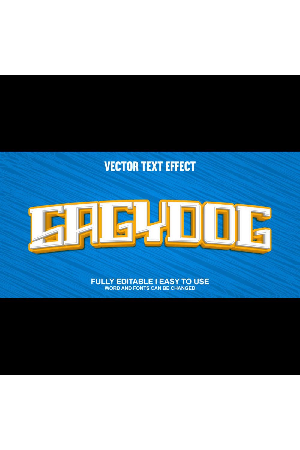 Fully Editable Vector 3D Text Effect pinterest preview image.